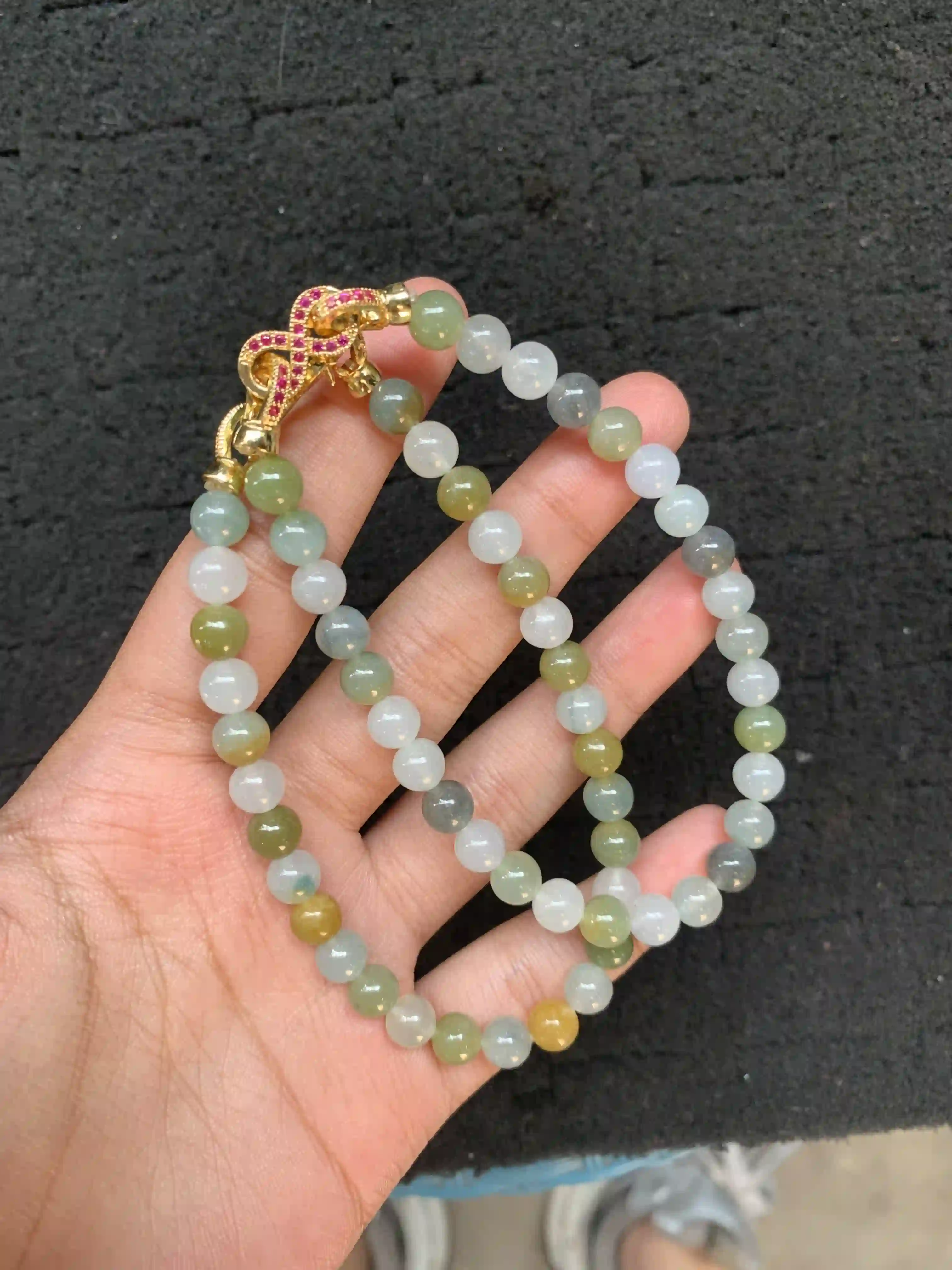 Natural Multicolor Tiny Jade Bead Necklace, view 2 | Myanmar Jadeite reference #1800004