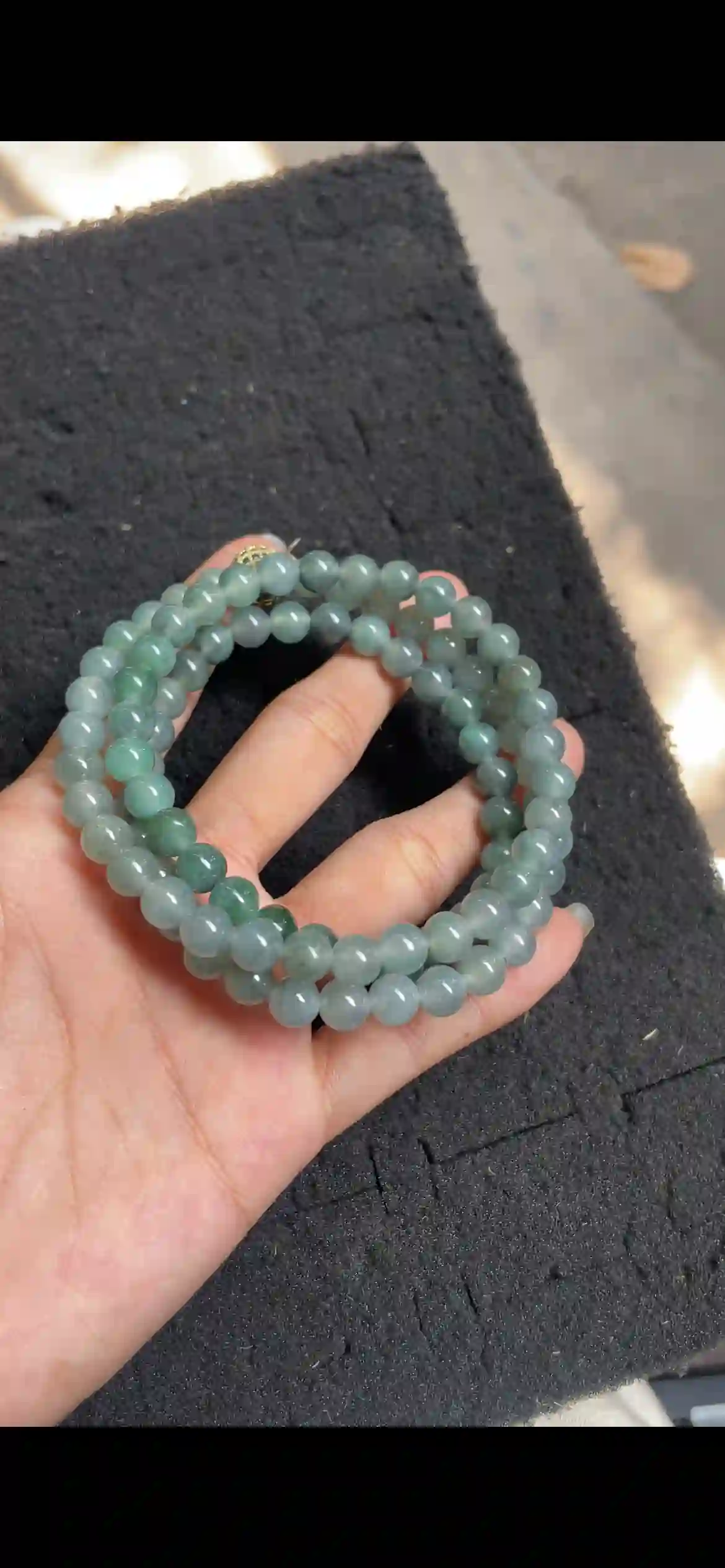   Icy Blue-Green Jade Bead Necklace, Translucent Jadeite Multi-Wrap Chain | Myanmar Jadeite reference #4740002