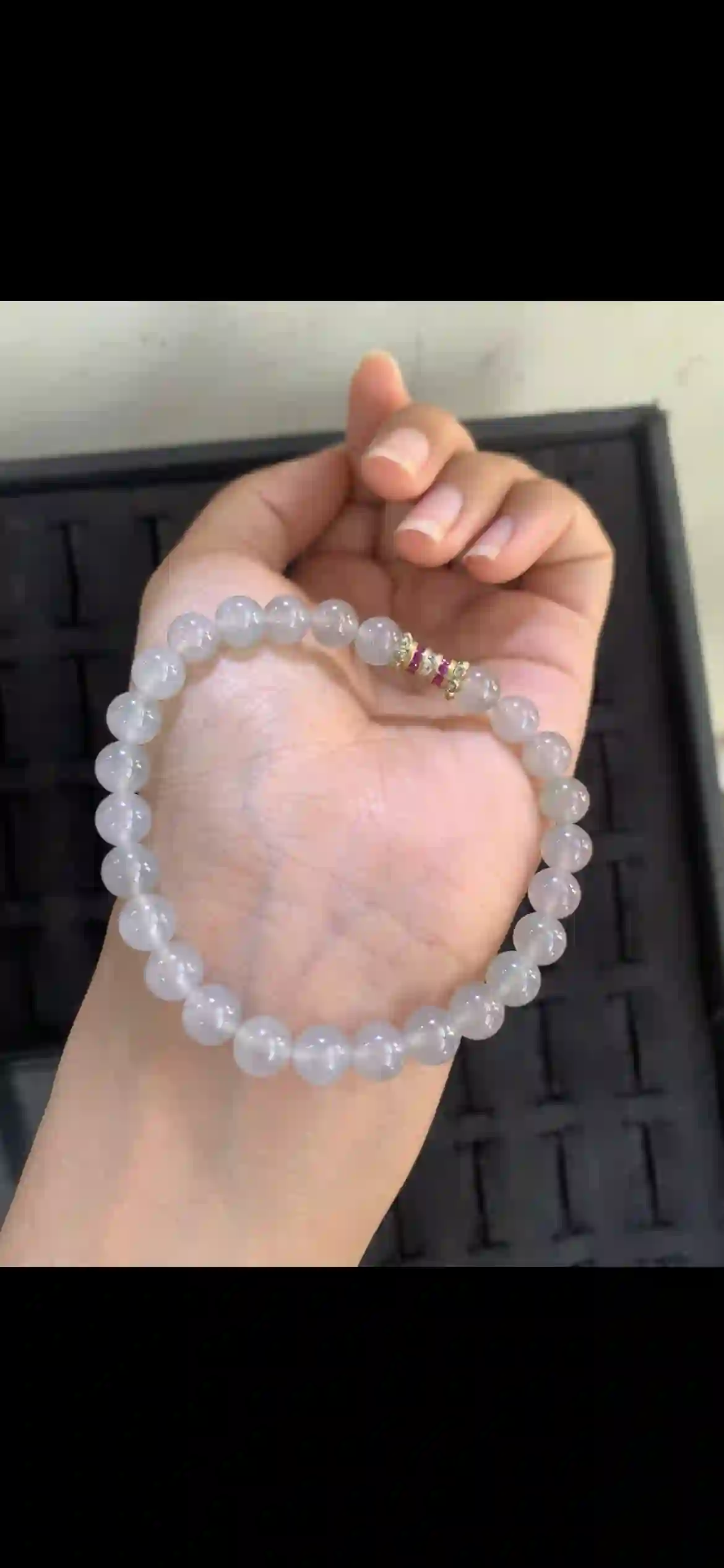 Premium High-Clarity Icy White Jadeite Bead Bracelet, view 2 | Myanmar Jadeite reference #16980001
