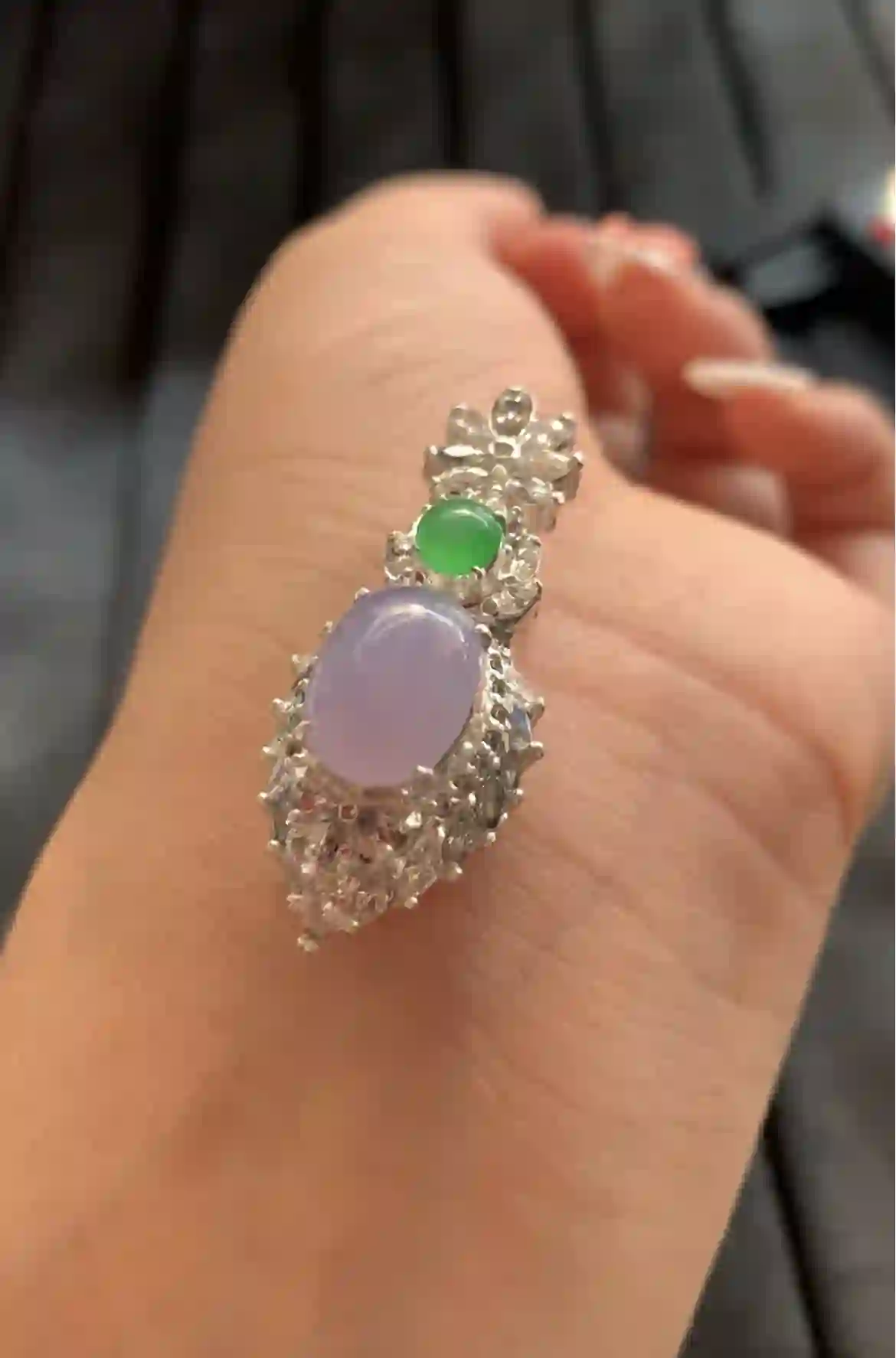 Elegant Lavender and Green Jade Pendant, view 2 | Myanmar Jadeite reference #1980002