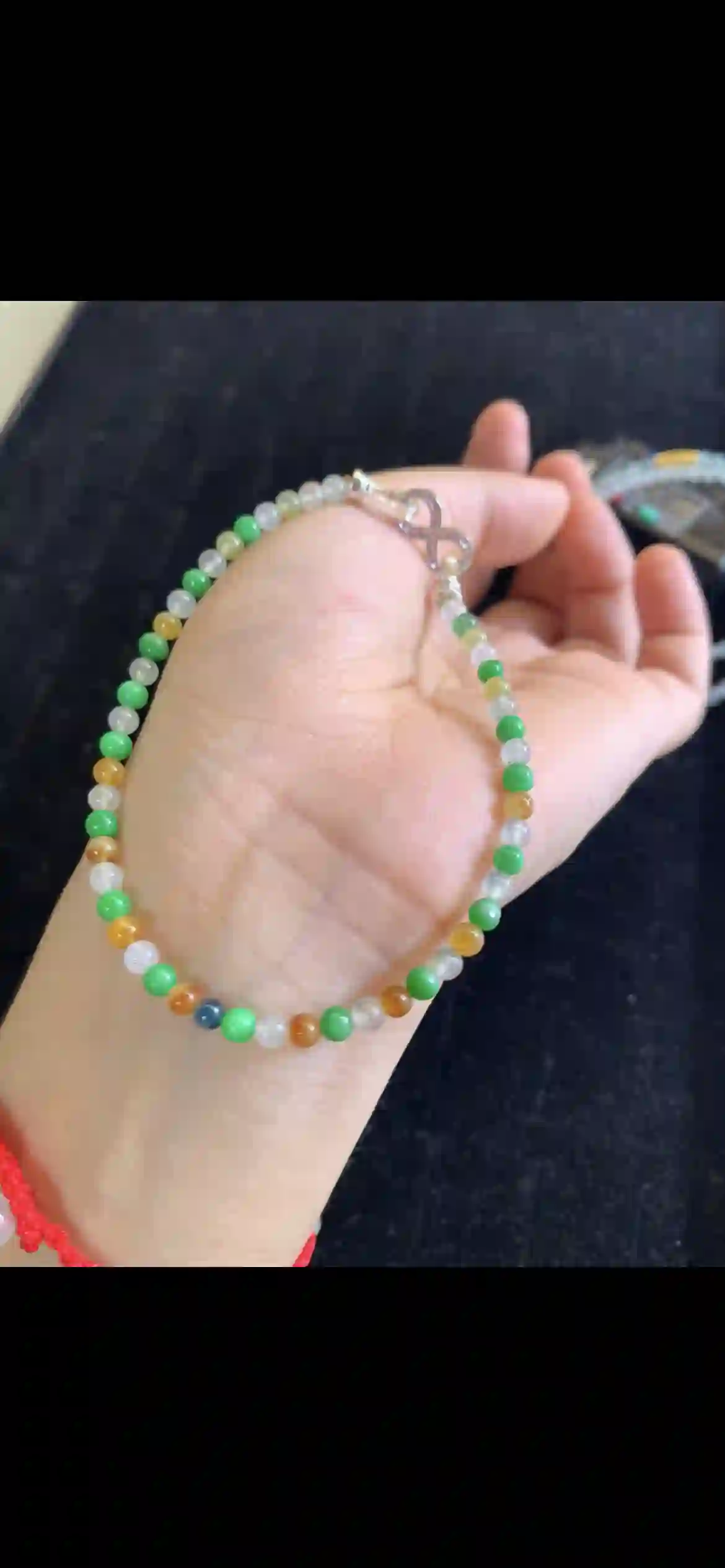 Alternating Emerald Green & Icy Pale Blue Jade Bead Bracelet with Gemstone Clasp, view 2 | Myanmar Jadeite reference #18150001