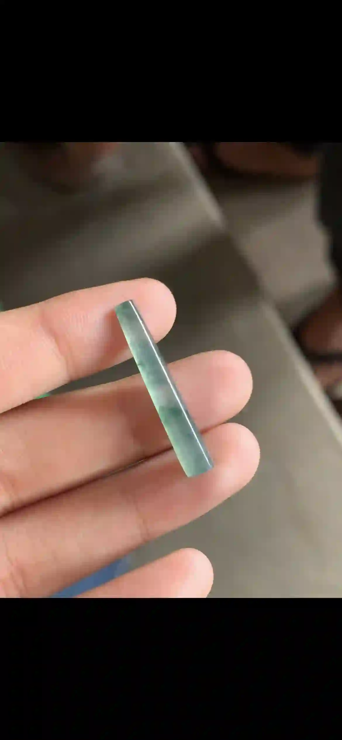 Icy Green Jadeite Long Bar / Tube Loose Gemstone, view 2 | Myanmar Jadeite reference #26730001