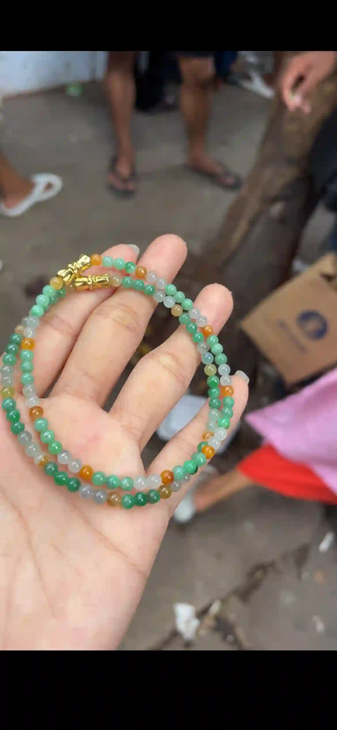 Natural Three-Color Jadeite Mini Bead Double-Layer Bracelet | Myanmar Jadeite reference #11850001