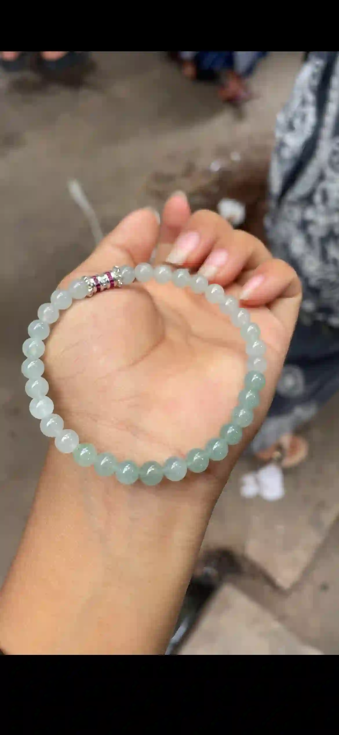 Icy Gradient Celadon Jadeite Bead Bracelet | Myanmar Jadeite reference #11430001