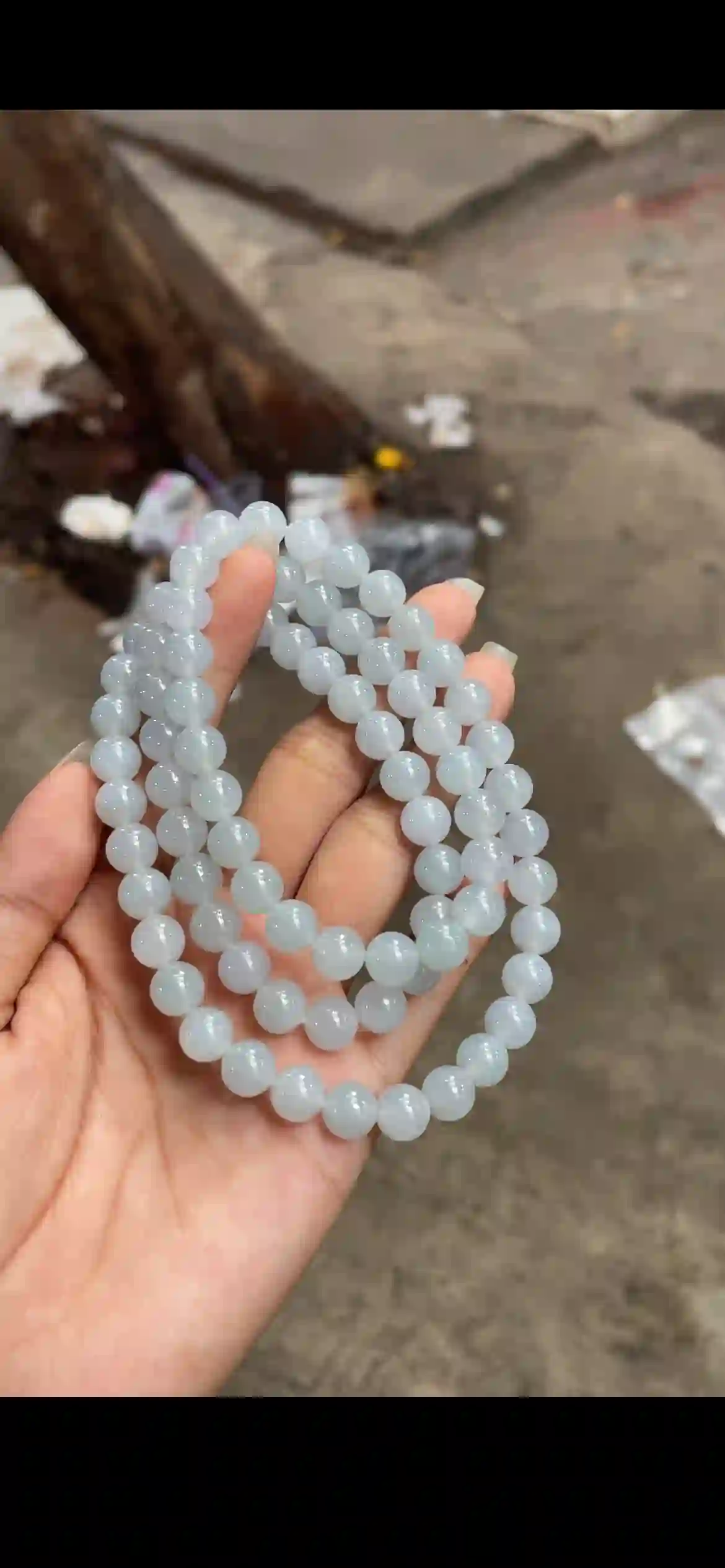 High-Clarity Icy Pale Celadon Jadeite Bead Necklace | Myanmar Jadeite reference #16680001