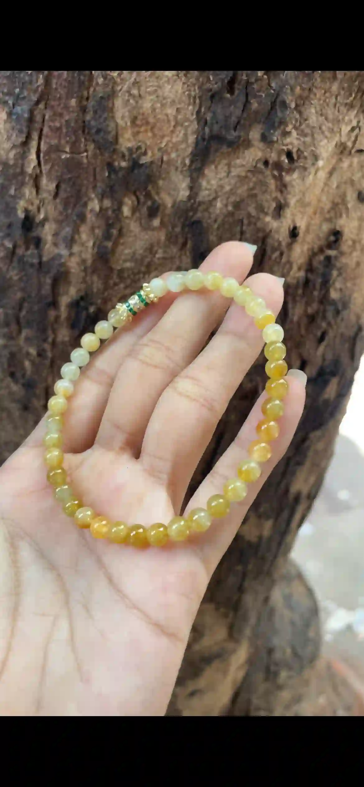 Icy Gradient Honey‑Yellow Jadeite Dainty Bead Bracelet, view 2 | Myanmar Jadeite reference #10200001