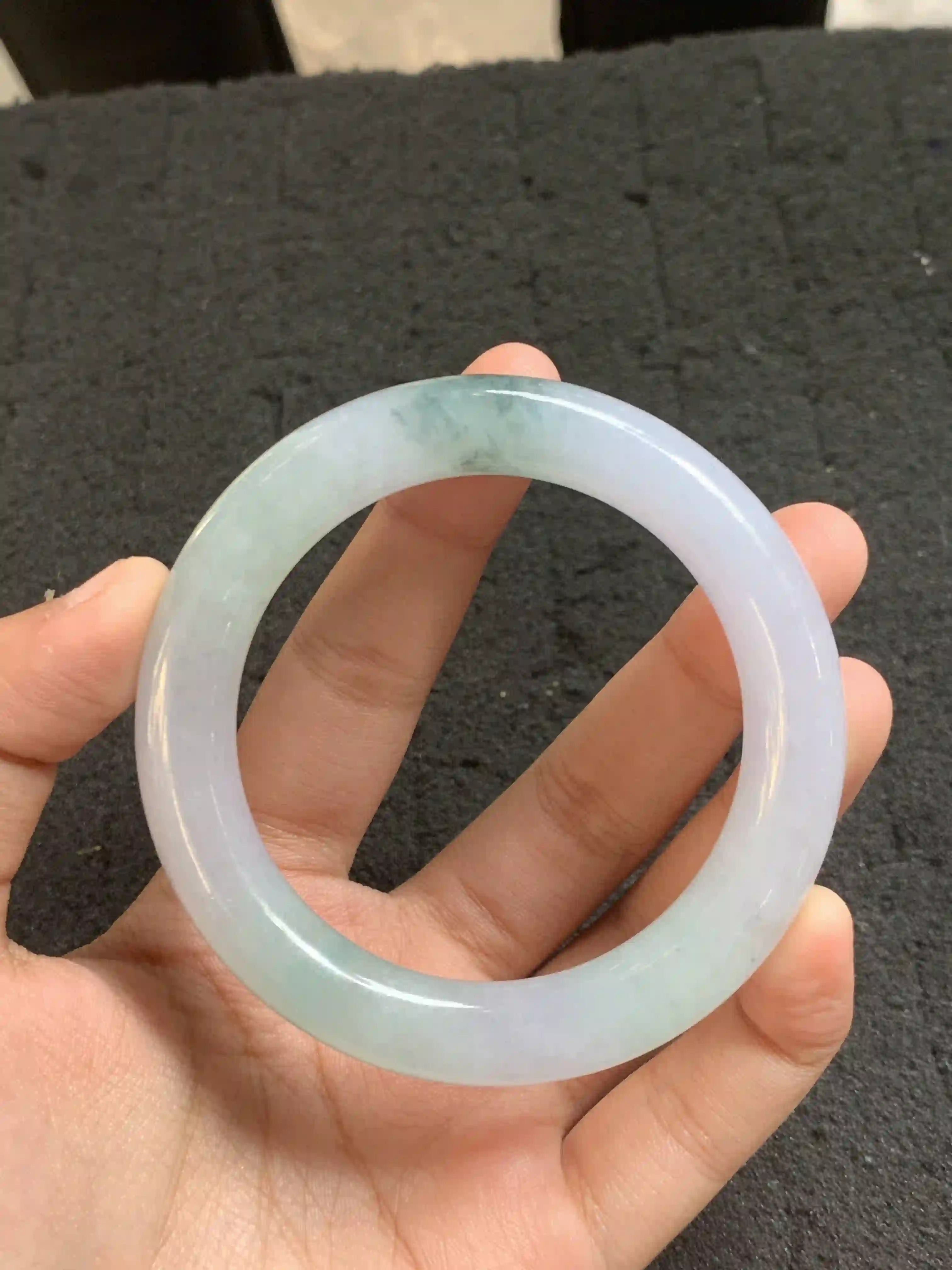 Multicolor Jadeite Bangle - Lavender, Green & Subtle Bluish Veins, view 2 | Myanmar Jadeite reference #990003