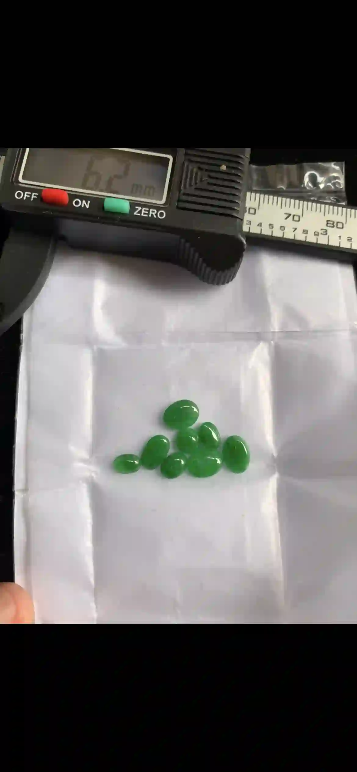 Set of Fine Vivid Green Jade Oval Cabochons — Measured 6.2mm & Assorted Sizes, view 2 | Myanmar Jadeite reference #34170001