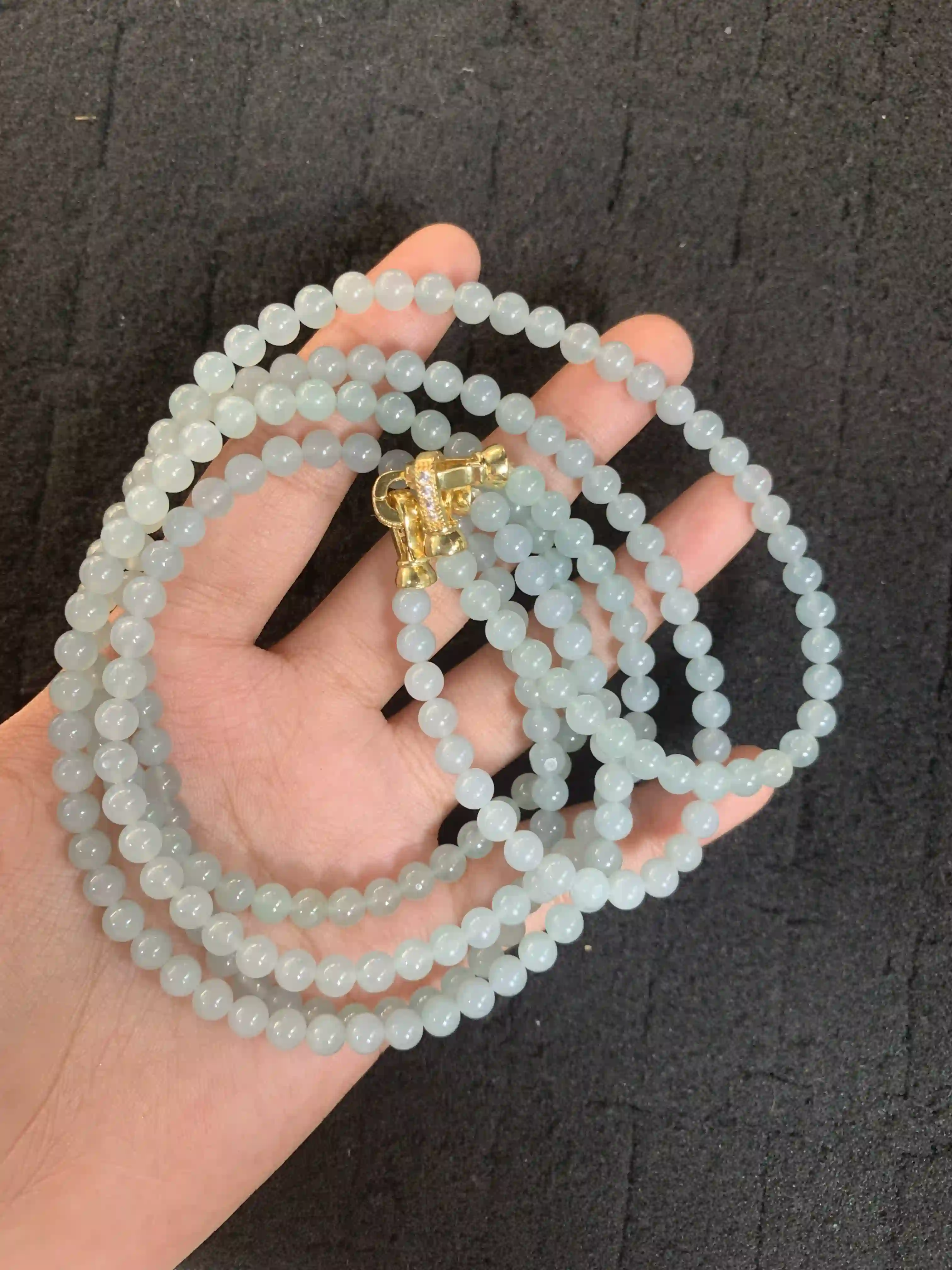 Light Green Jadeite Beaded Multi-strand Bracelet/Necklace, view 2 | Myanmar Jadeite reference #900002