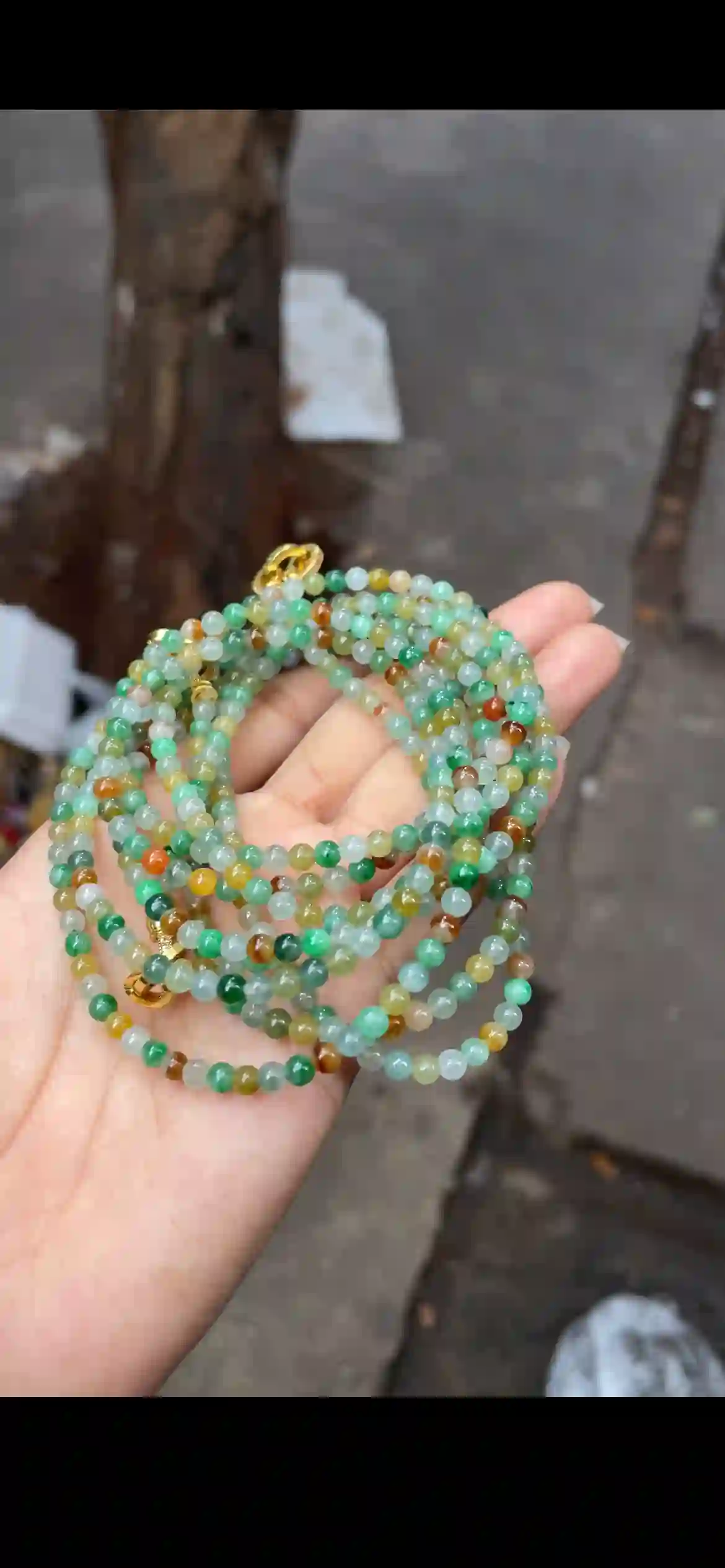 Rainbow Multicolor Jadeite Bead Multi-Strand Wrap Bracelet | Myanmar Jadeite reference #15330001