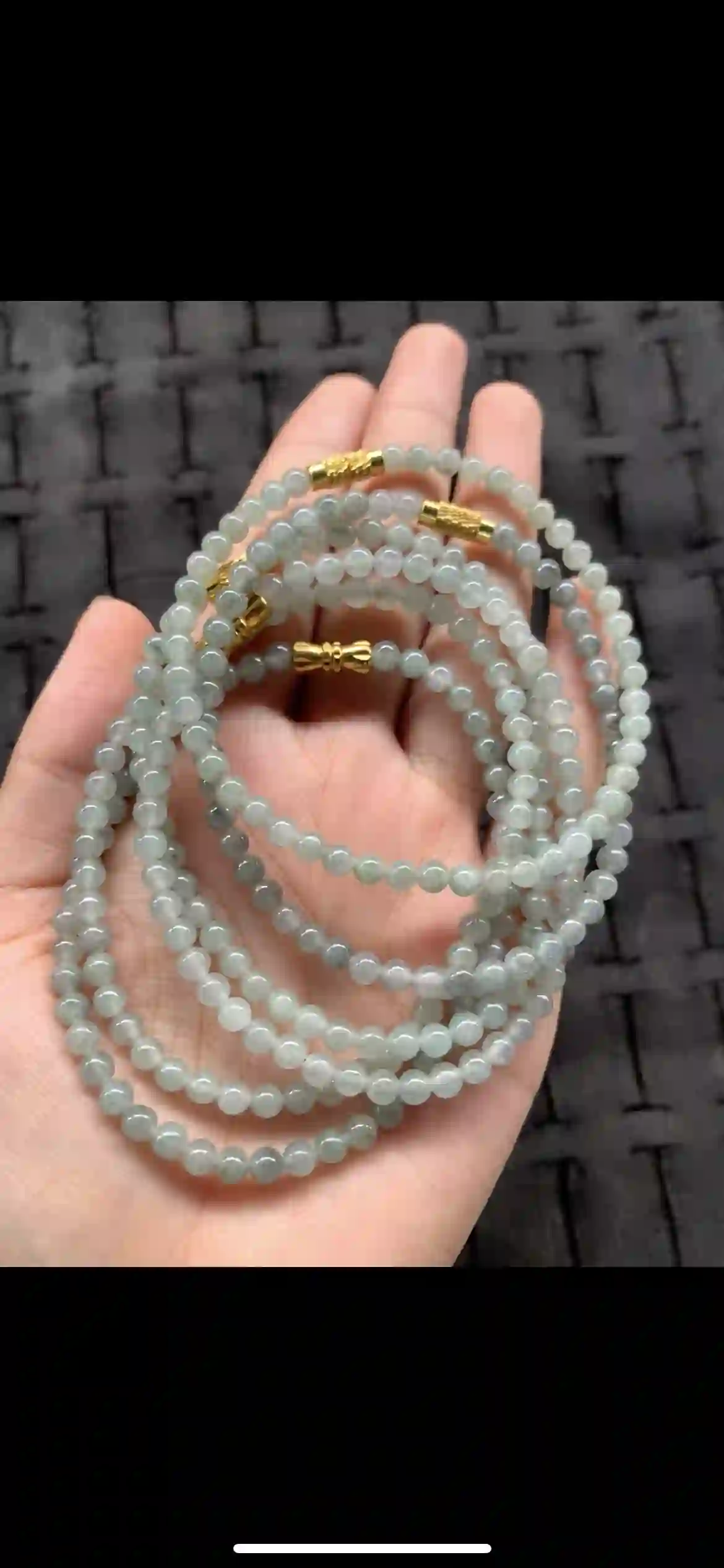 Translucent Pale Green Jade Bead Multi-Strand Set with Gold Clasps | Myanmar Jadeite reference #20910001