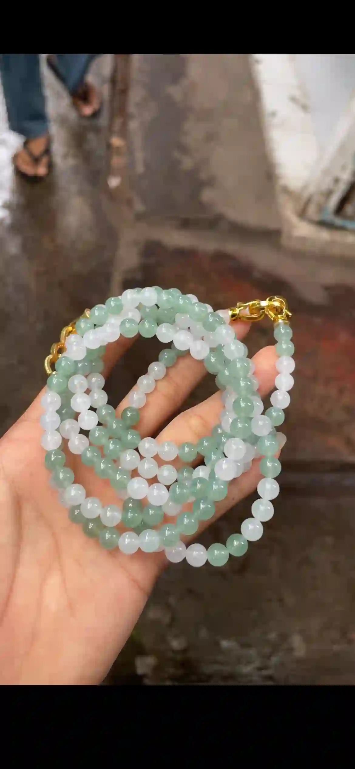 Two-Tone White & Mint Green Jadeite Bead Wrap Jewelry, view 2 | Myanmar Jadeite reference #15540001