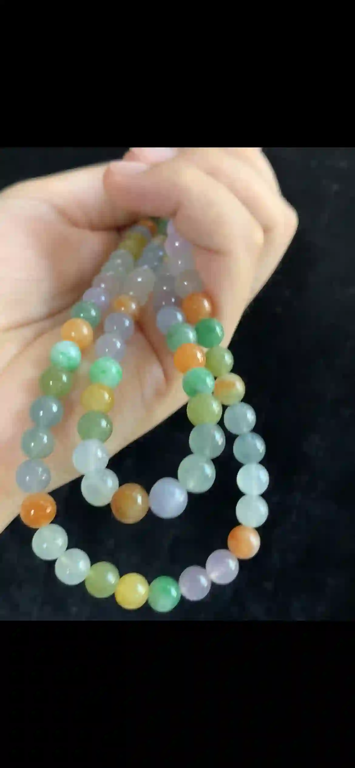 Five-Color Floral Jade Multi-Strand Necklace — Natural Pastel Rainbow Palette | Myanmar Jadeite reference #34620001