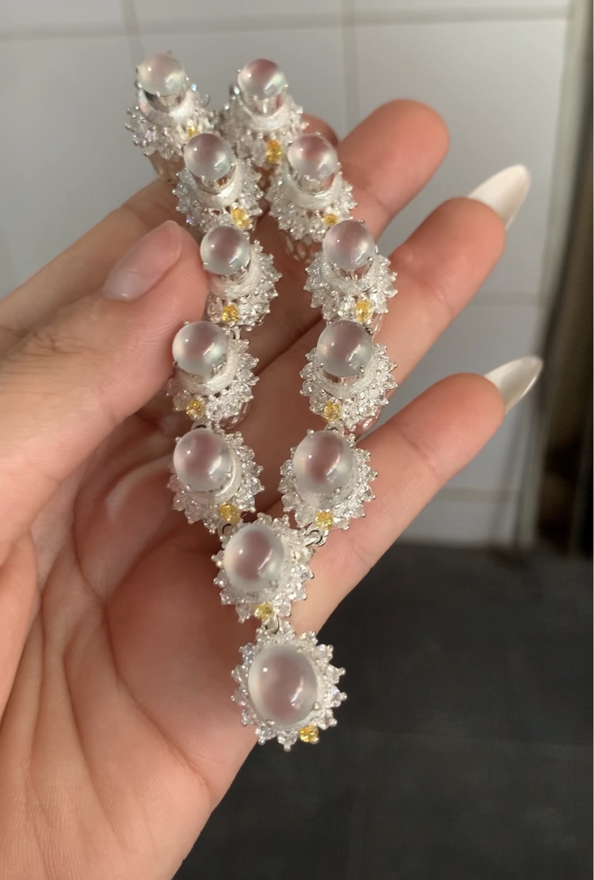   Luxurious Icy Pink Jade Link Bracelet - Burmese Jadeite from Myanmar