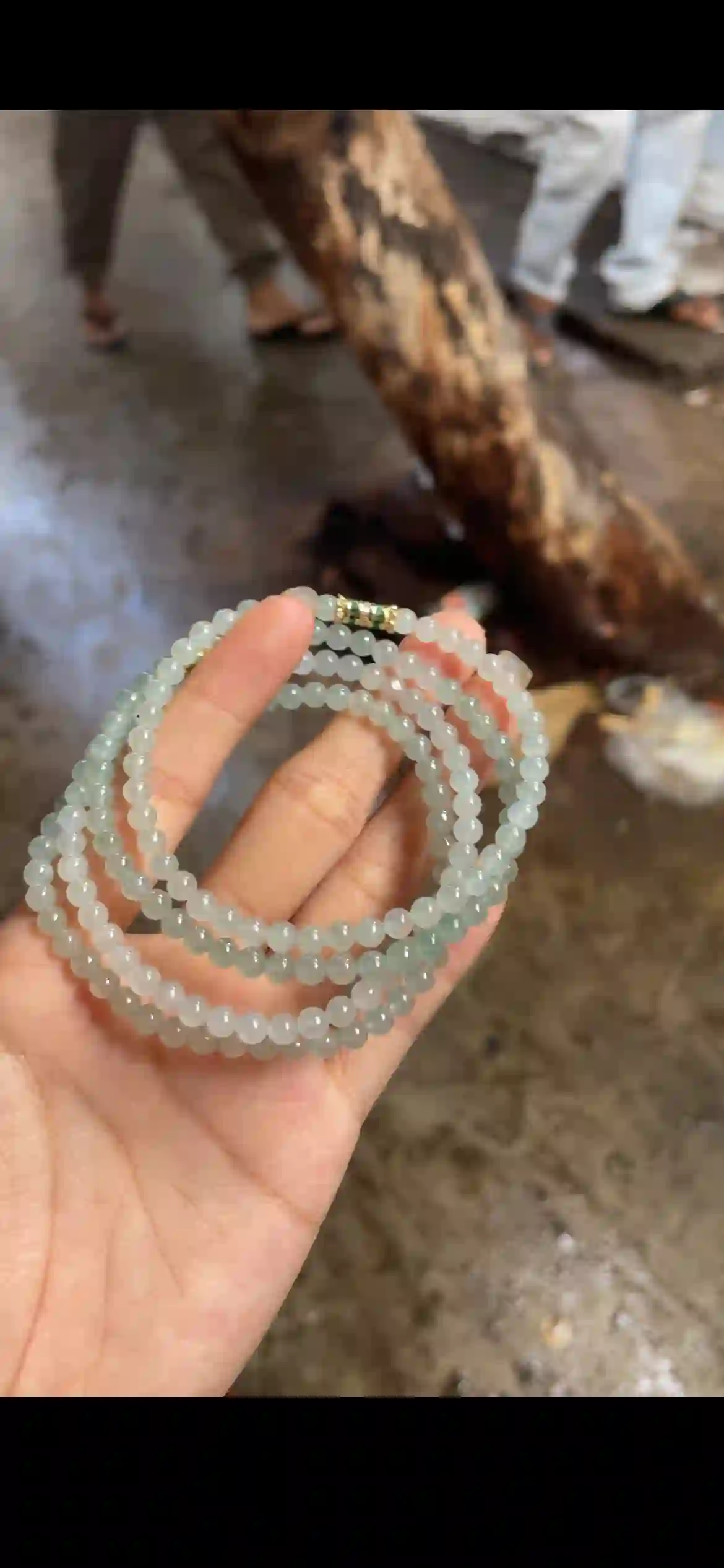 Delicate Multi-Strand Icy Pale Green Jade Beaded Necklace | Myanmar Jadeite reference #31080001