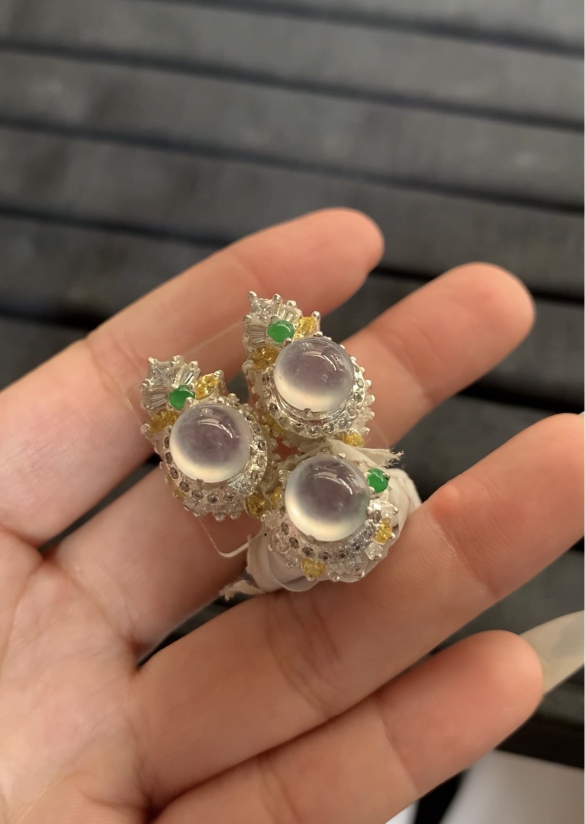 Natural Icy Translucent Jade Earrings