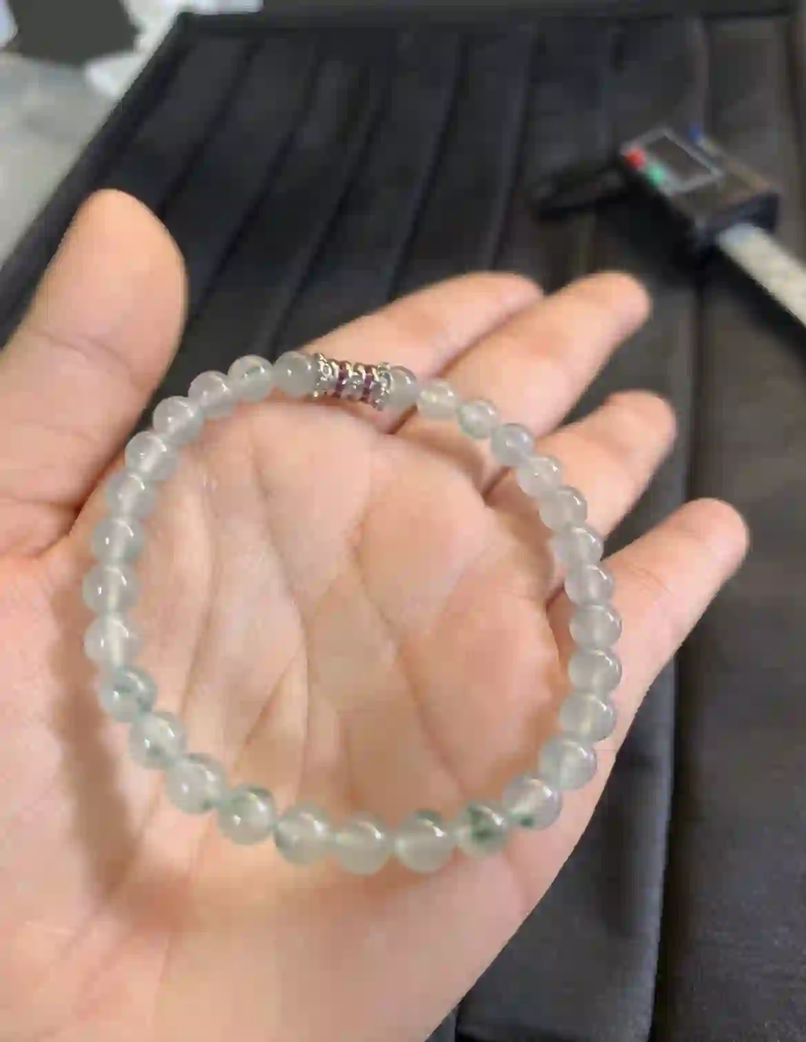 Icy Green Jade with Floating Flowers Bracelet | Myanmar Jadeite reference #2670009
