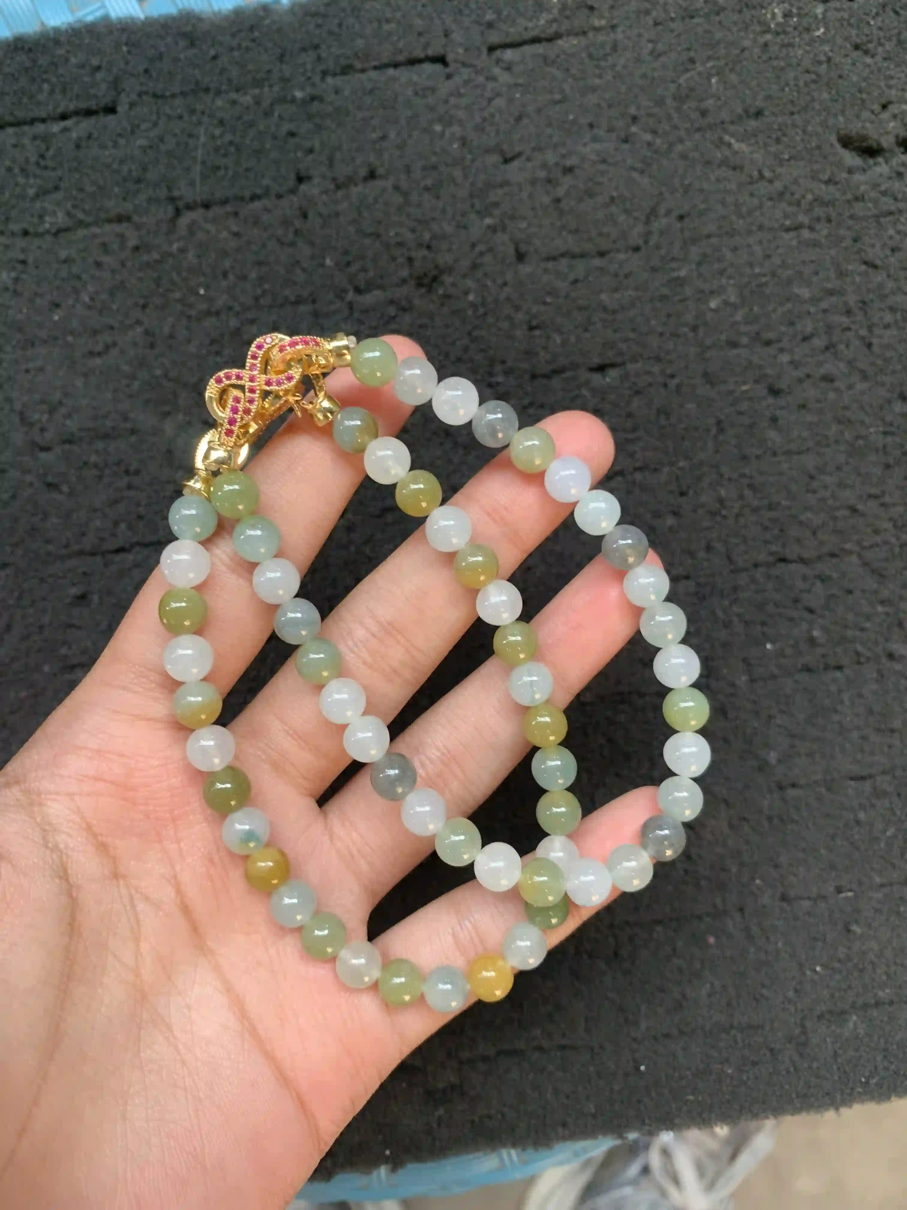 Natural Multicolor Tiny Jade Bead Necklace | Myanmar Jadeite reference #1800004