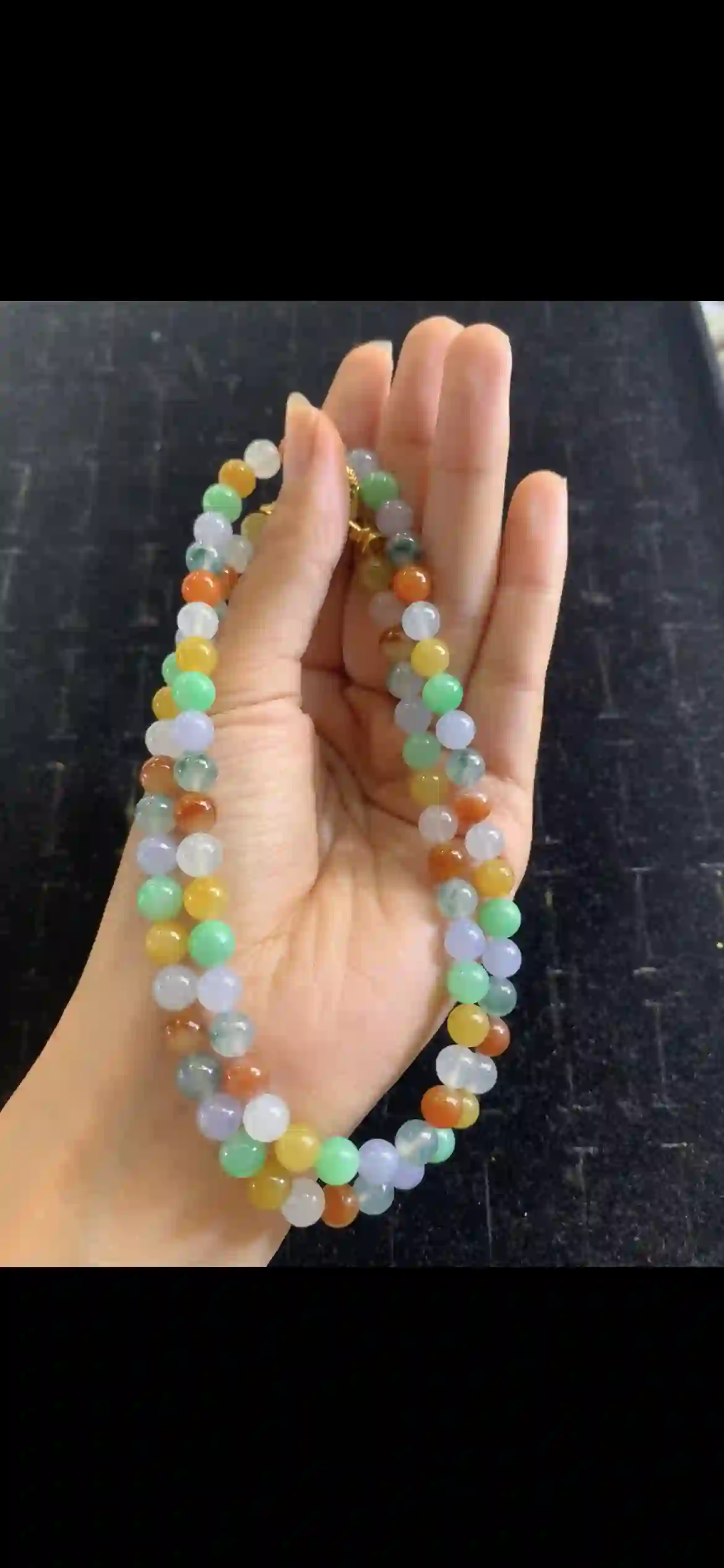 Vibrant Multi-Color Rainbow Jadeite Beaded Double-Strand Bracelet | Myanmar Jadeite reference #24210001