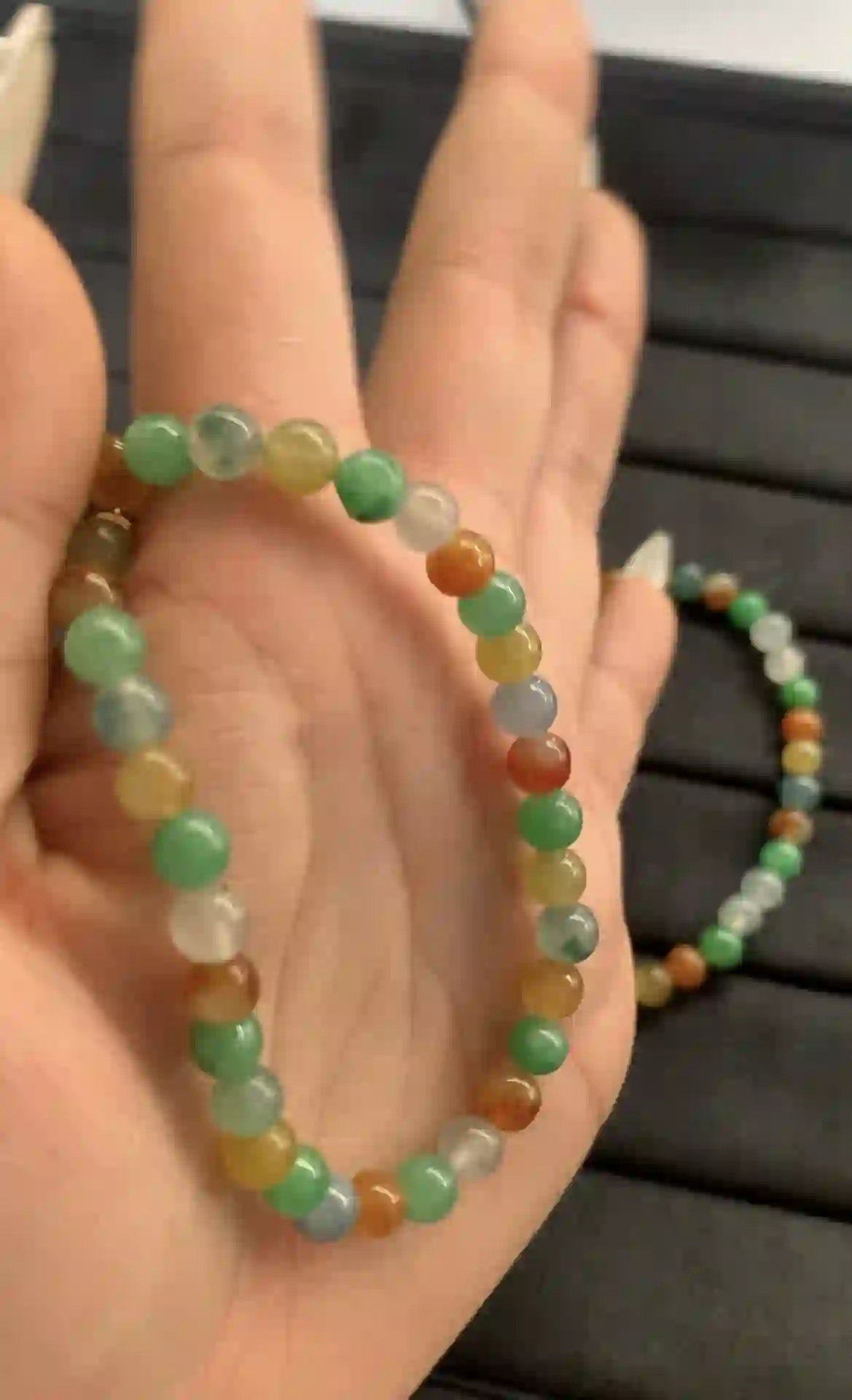  Colorful Multi-strand Beaded Bracelet with Gold Clasp, view 2 | Myanmar Jadeite reference #1650004