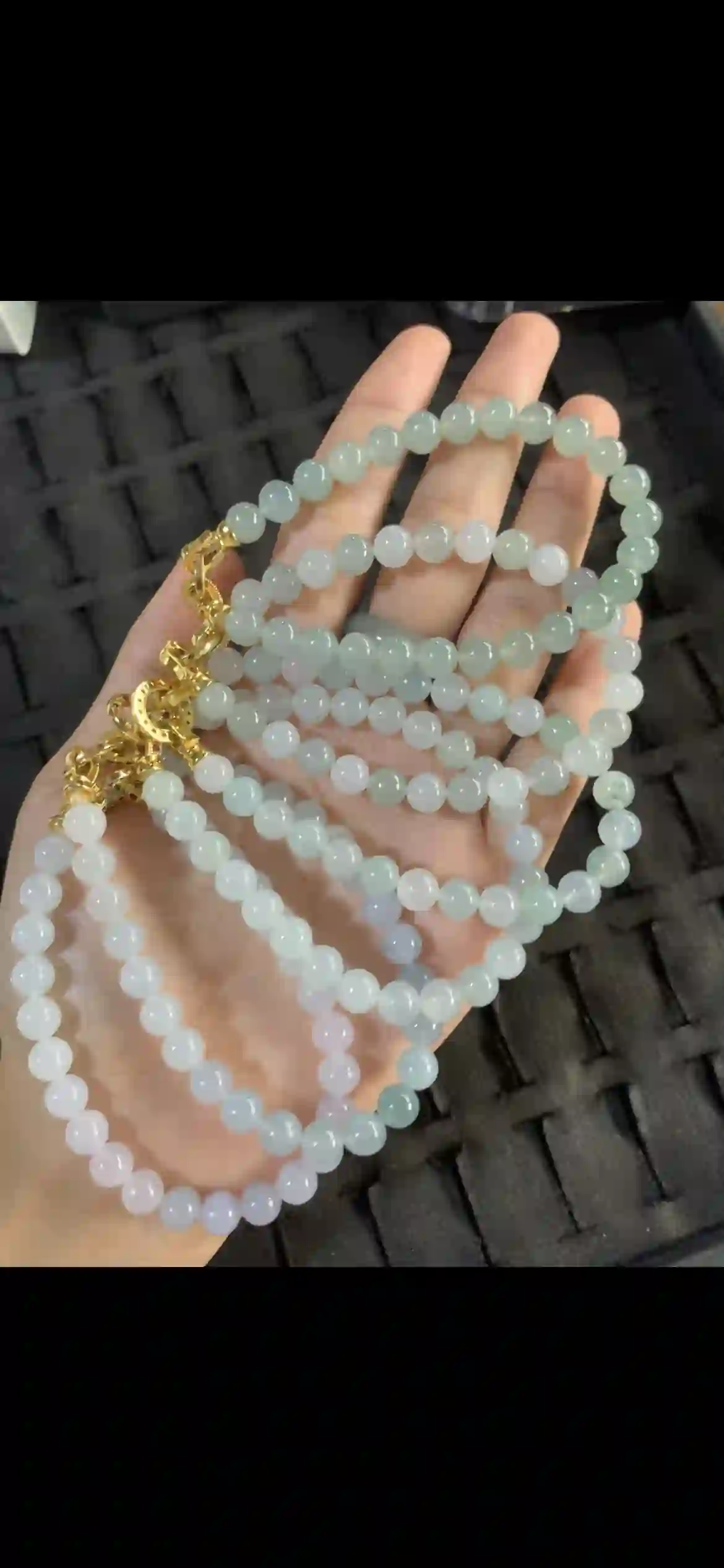 Premium Natural Jadeite Bead Strands – Soft Pastel Tones with Gold‑Tone Clasps | Myanmar Jadeite reference #26340001