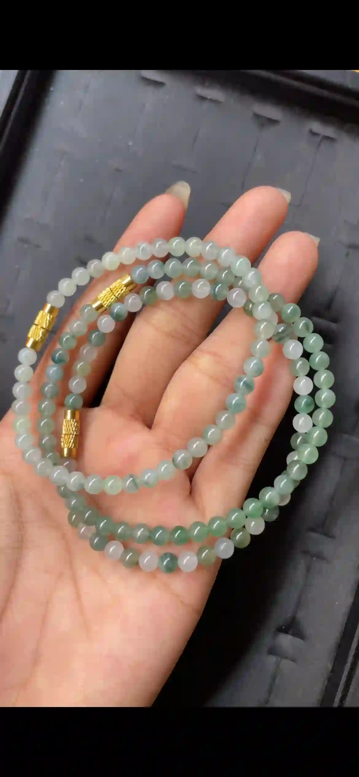  Icy Floating Flower Jadeite Bead Multi-Wrap Bracelet & Necklace | Myanmar Jadeite reference #7710002