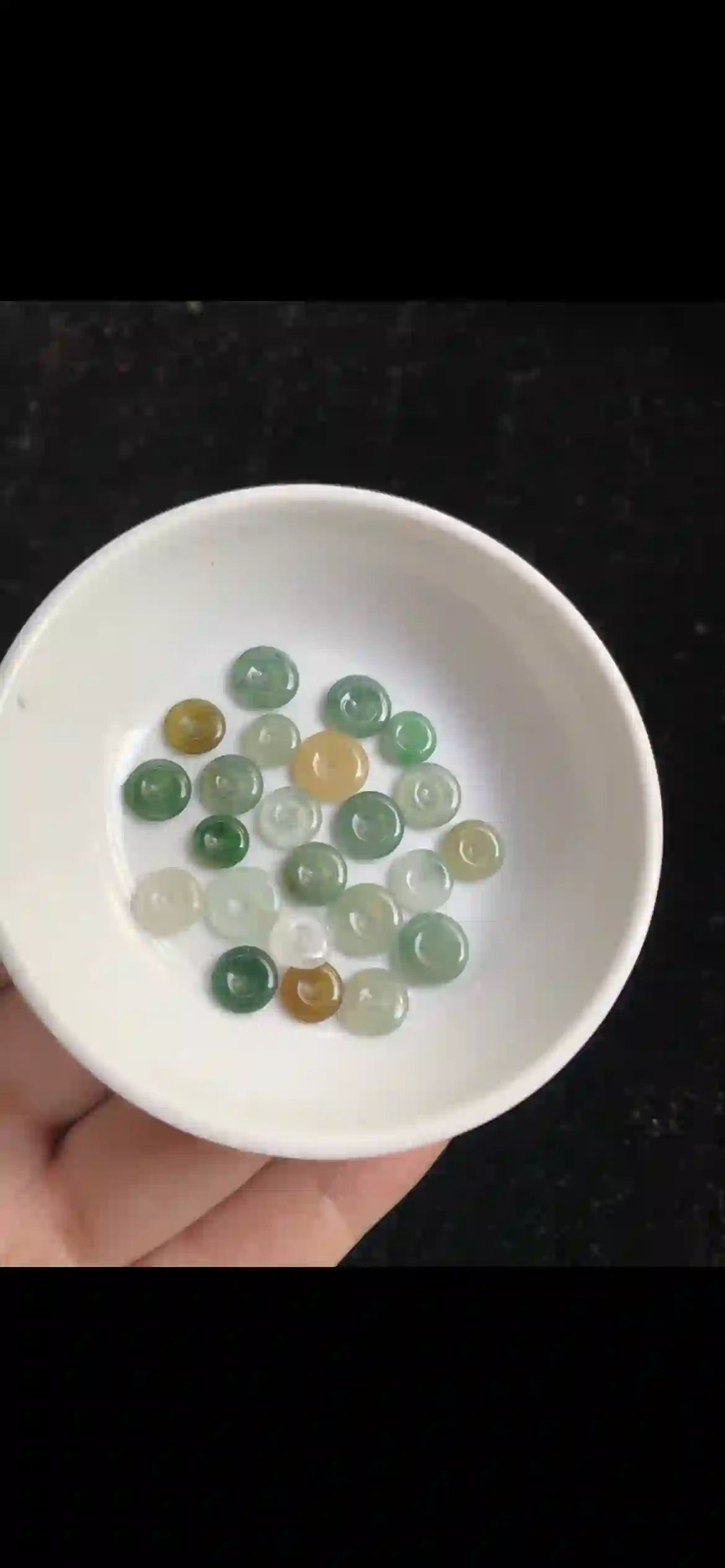 Mixed-Color Jade Donut Cabochon Set — Peace & Safety Pendants | Myanmar Jadeite reference #33270001