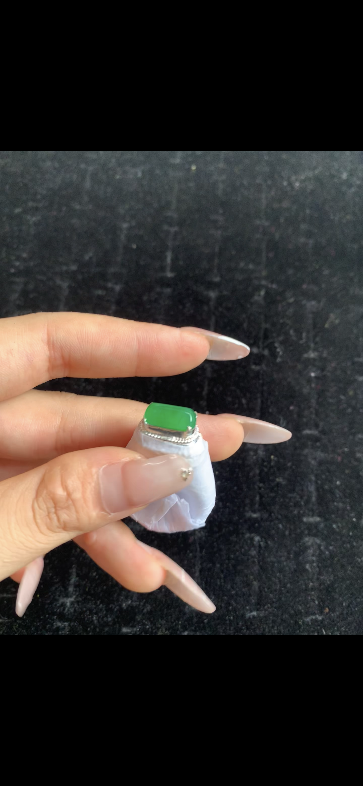 Vibrant Imperial Green Jade Cabochon with Diamond Halo Setting