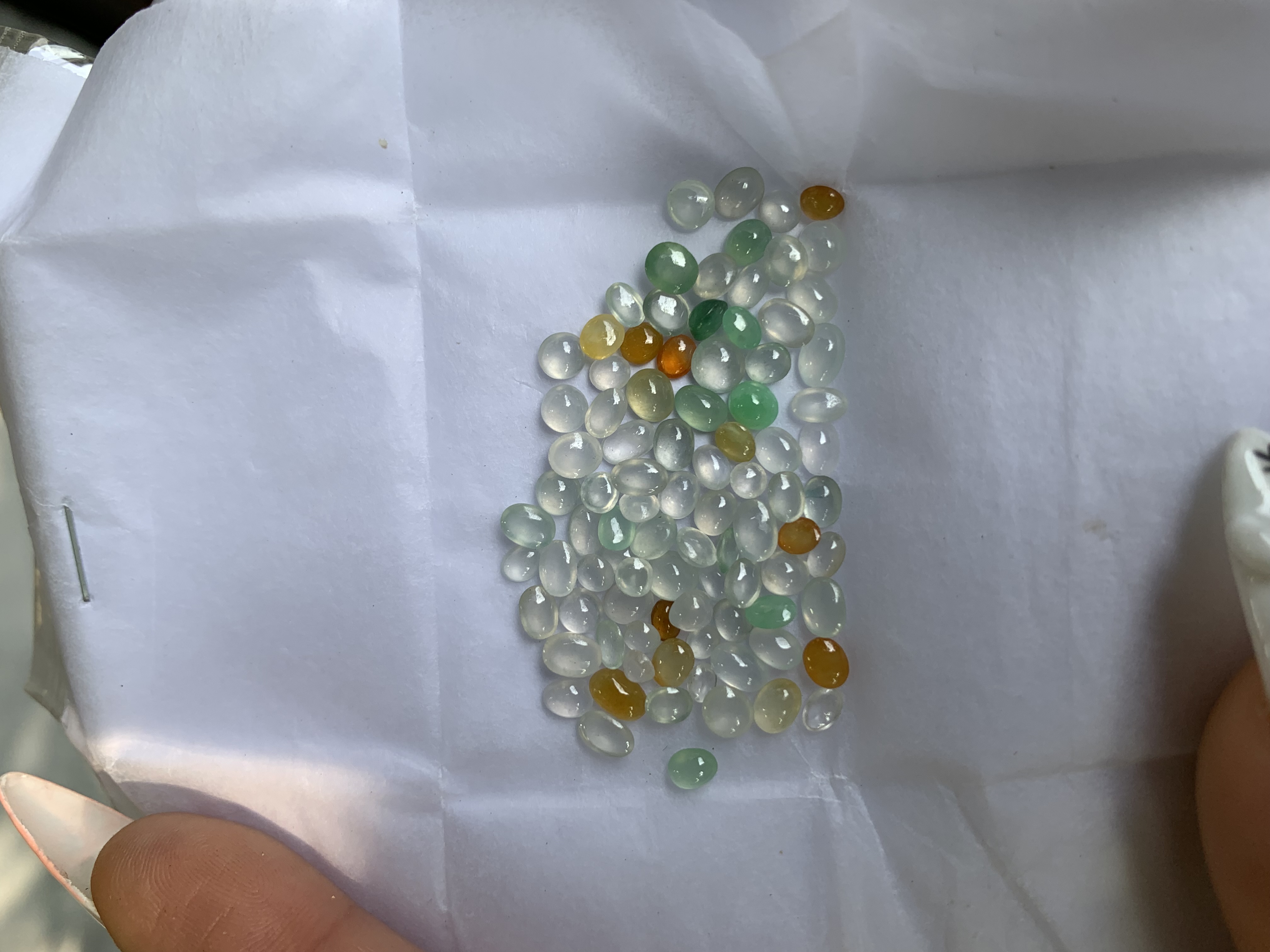 Mixed Color Small Jadeite Cabochons Lot