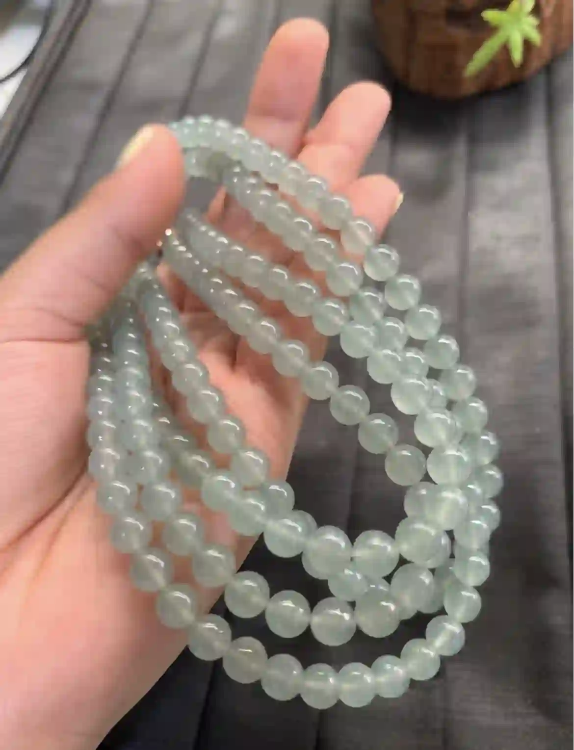 Natural Icy Blue Water Jadeite Beaded Necklace | Myanmar Jadeite reference #2430003