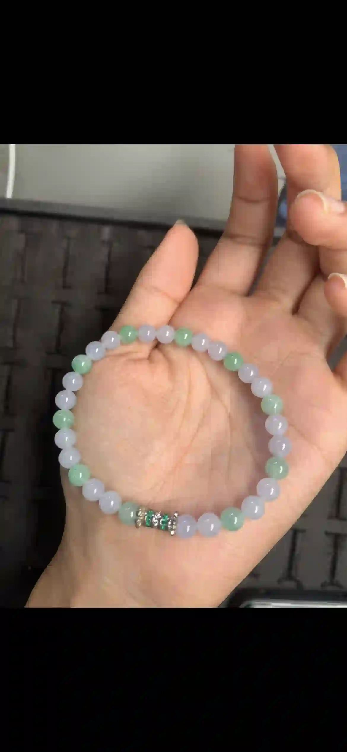 Alternating Lavender & Mint Green Jadeite Bead Bracelet, view 2 | Myanmar Jadeite reference #16530001