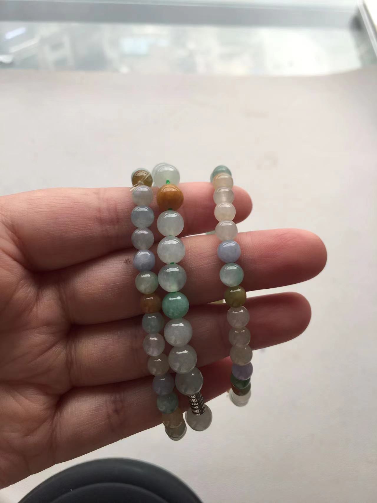 Natural Multicolor Jade Bead Bracelet - Burmese Jadeite Type A from Hpakant, Myanmar | Myanmar Jadeite