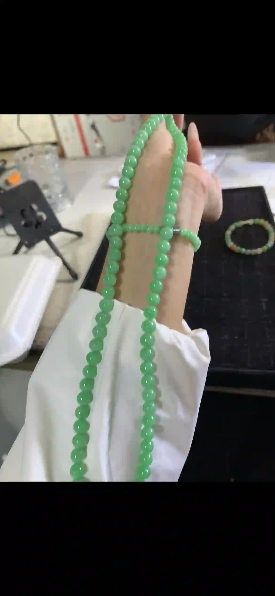 Vibrant Bright Green Long Bead Strand / Necklace | Myanmar Jadeite reference #26070001