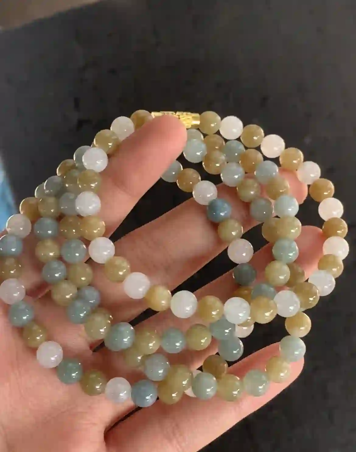   Natural Multicolor Jade Bead Necklace, view 2 | Myanmar Jadeite reference #1770004