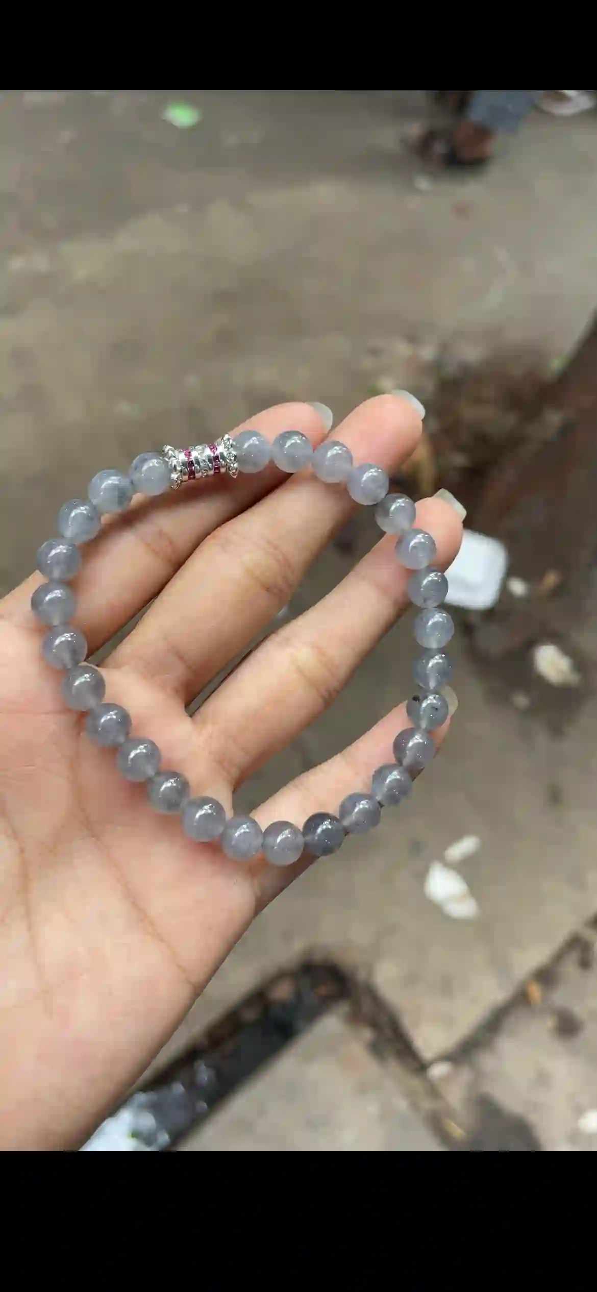 Natural Black Ice (Wuji) Jadeite Beaded Bracelet | Myanmar Jadeite reference #11940001