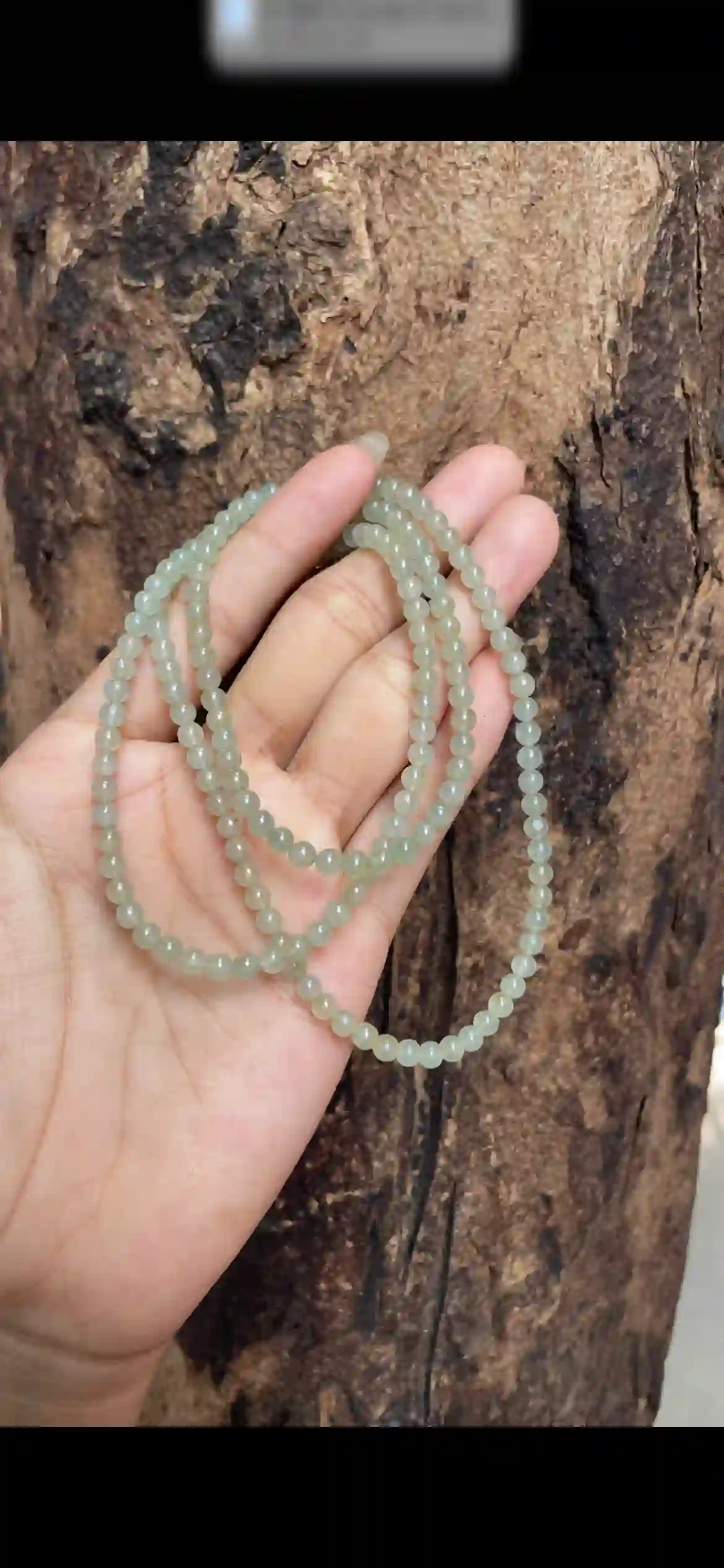 Icy Pale Green Jadeite Bead Long Necklace, view 2 | Myanmar Jadeite reference #7620002
