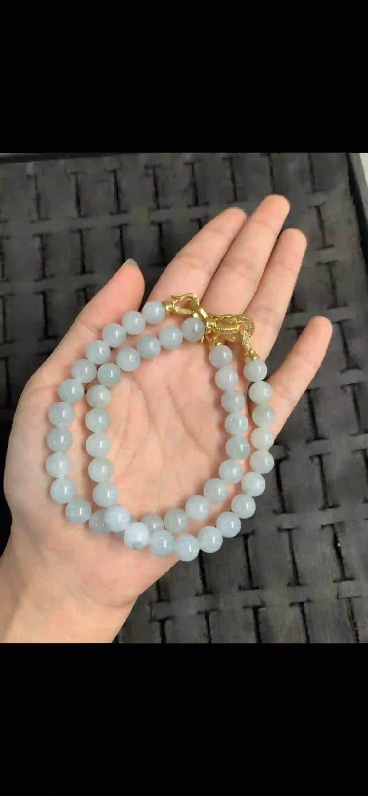 Icy Floating Flower Jadeite Double Strand Bracelet, view 2 | Myanmar Jadeite reference #13440001