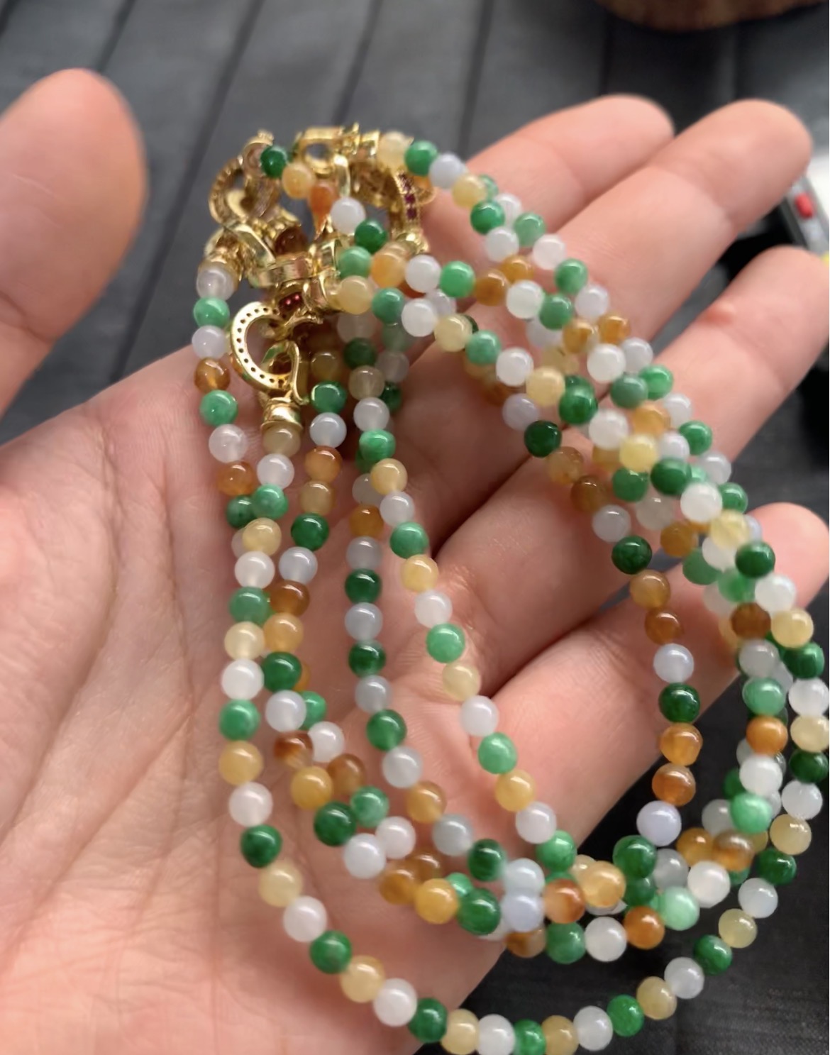 Natural Multicolor Jadeite Beaded Necklace - Burmese Jadeite from Myanmar