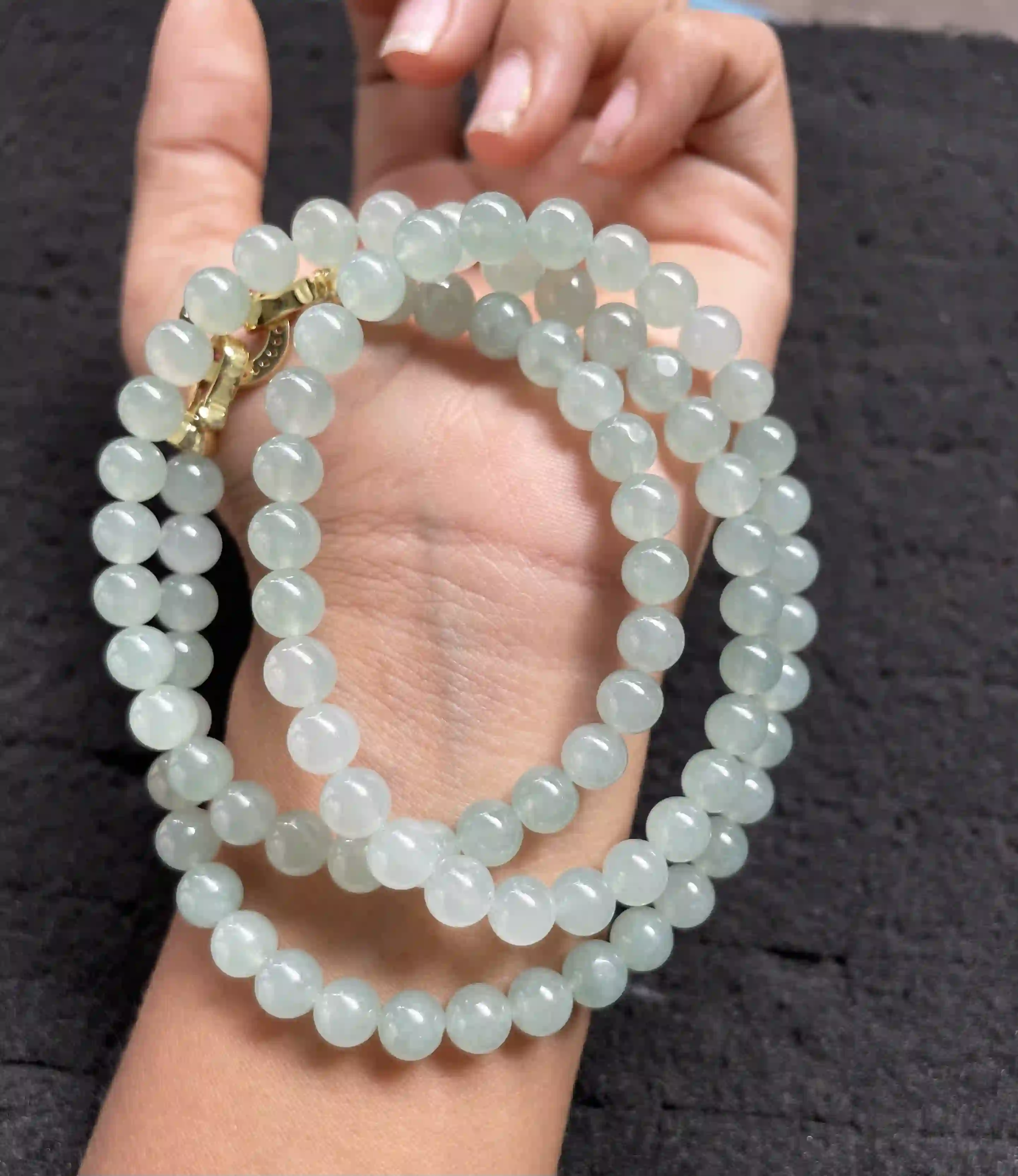 Light Green Jade Bead Multi-strand Necklace/Bracelet | Myanmar Jadeite reference #540002