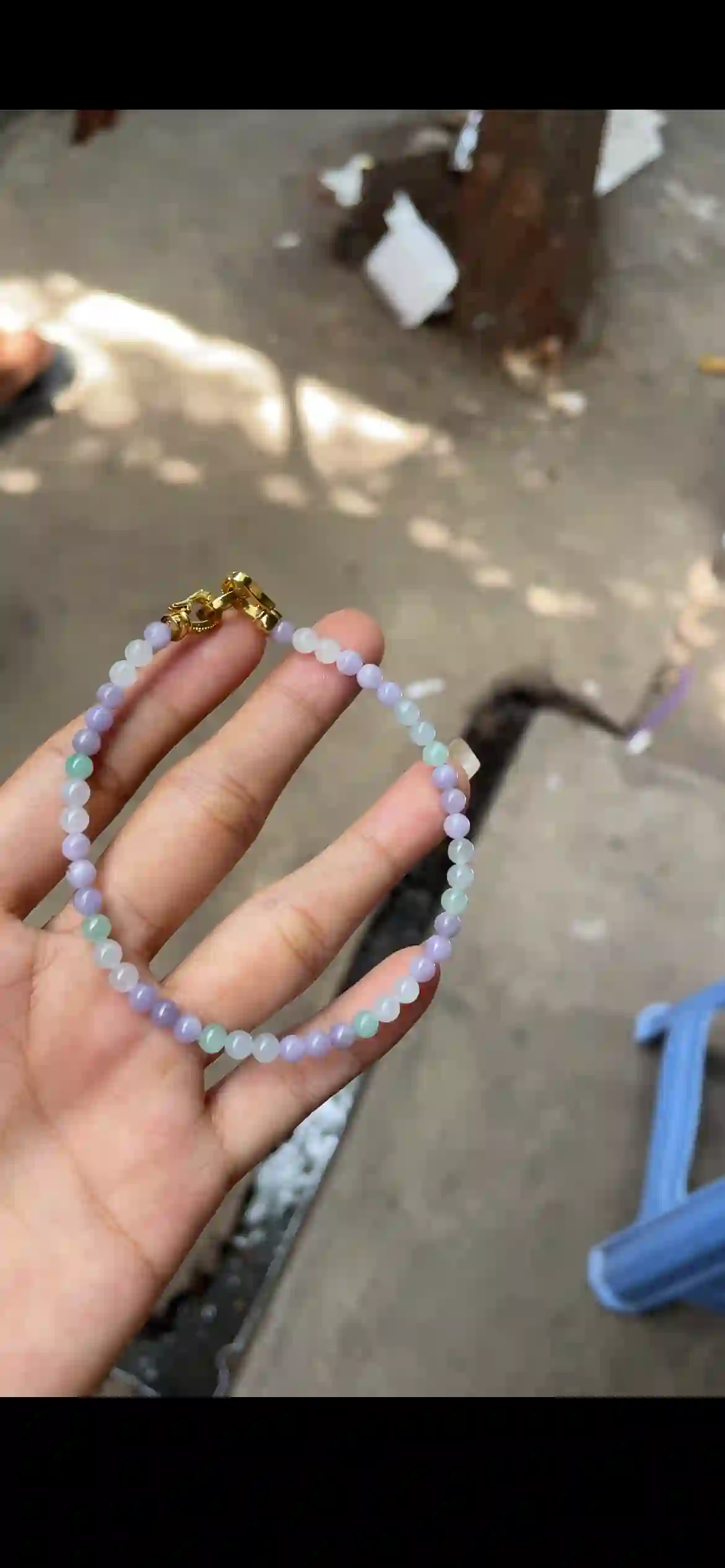 Delicate Lavender & Pale Green Gradient Jade Bead Bracelet | Myanmar Jadeite reference #18750001
