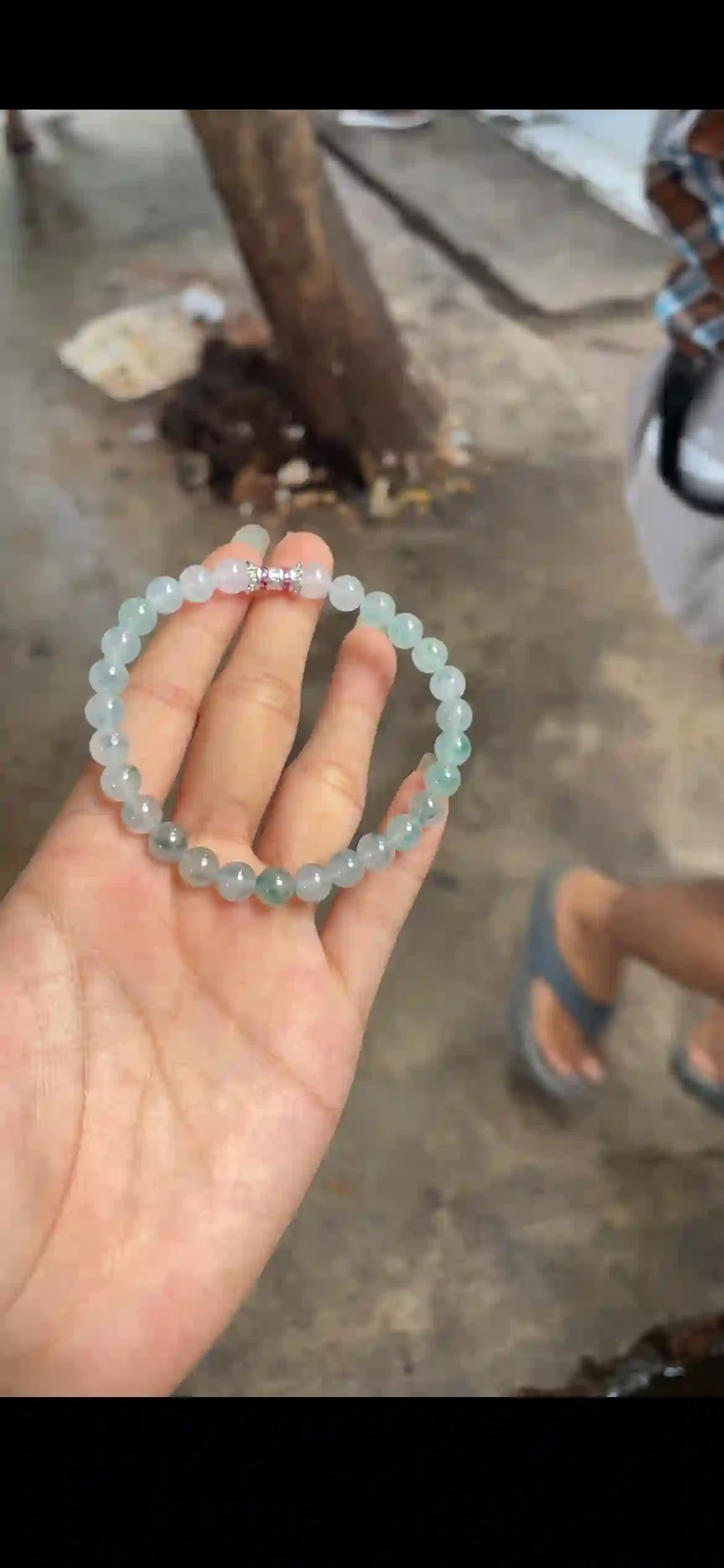 Exquisite Green & White Beaded Bracelet | Myanmar Jadeite reference #24570001
