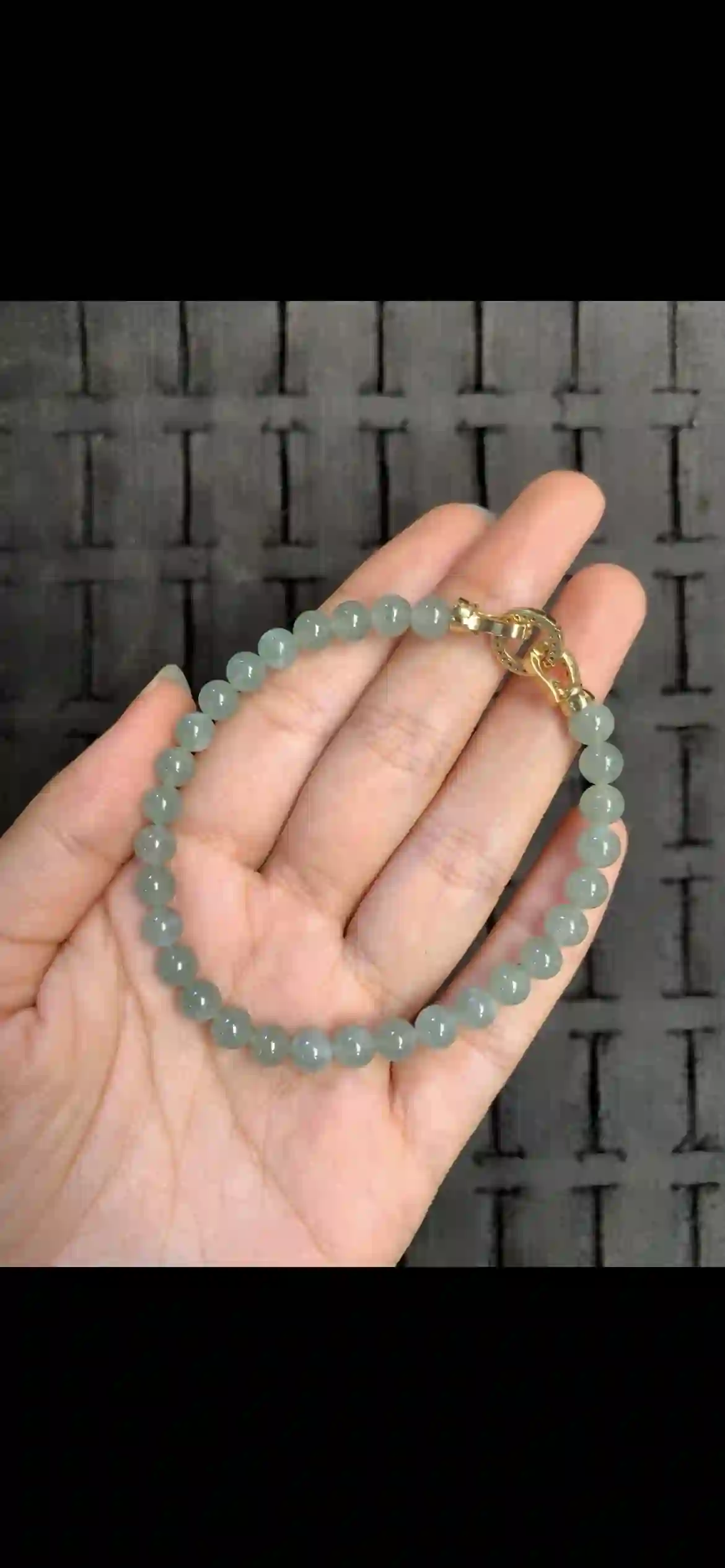 Icy Pale Celadon Jadeite Bead Bracelet | Myanmar Jadeite reference #15240001
