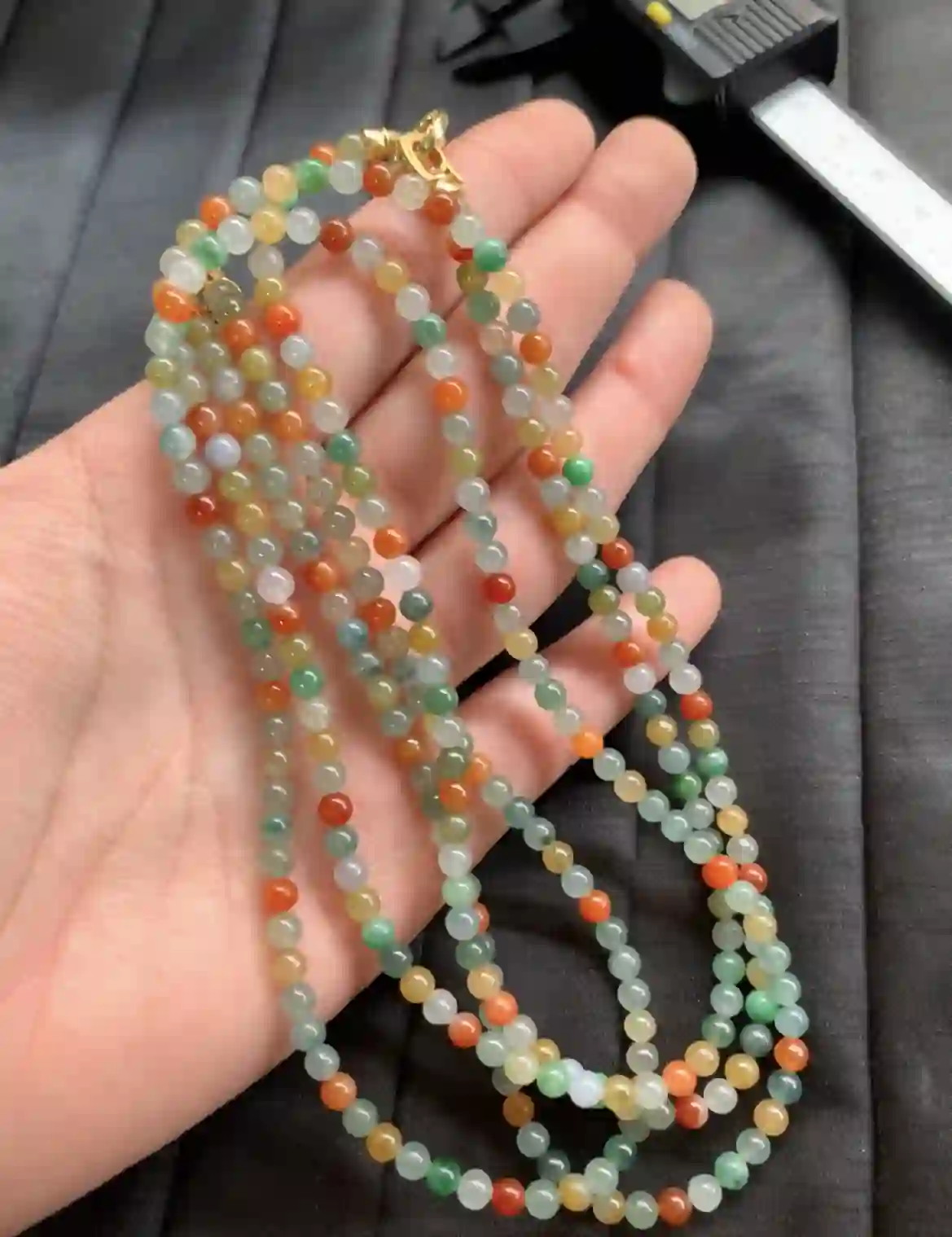 Natural Multicolor Jadeite Beaded Necklace | Myanmar Jadeite reference #2460003