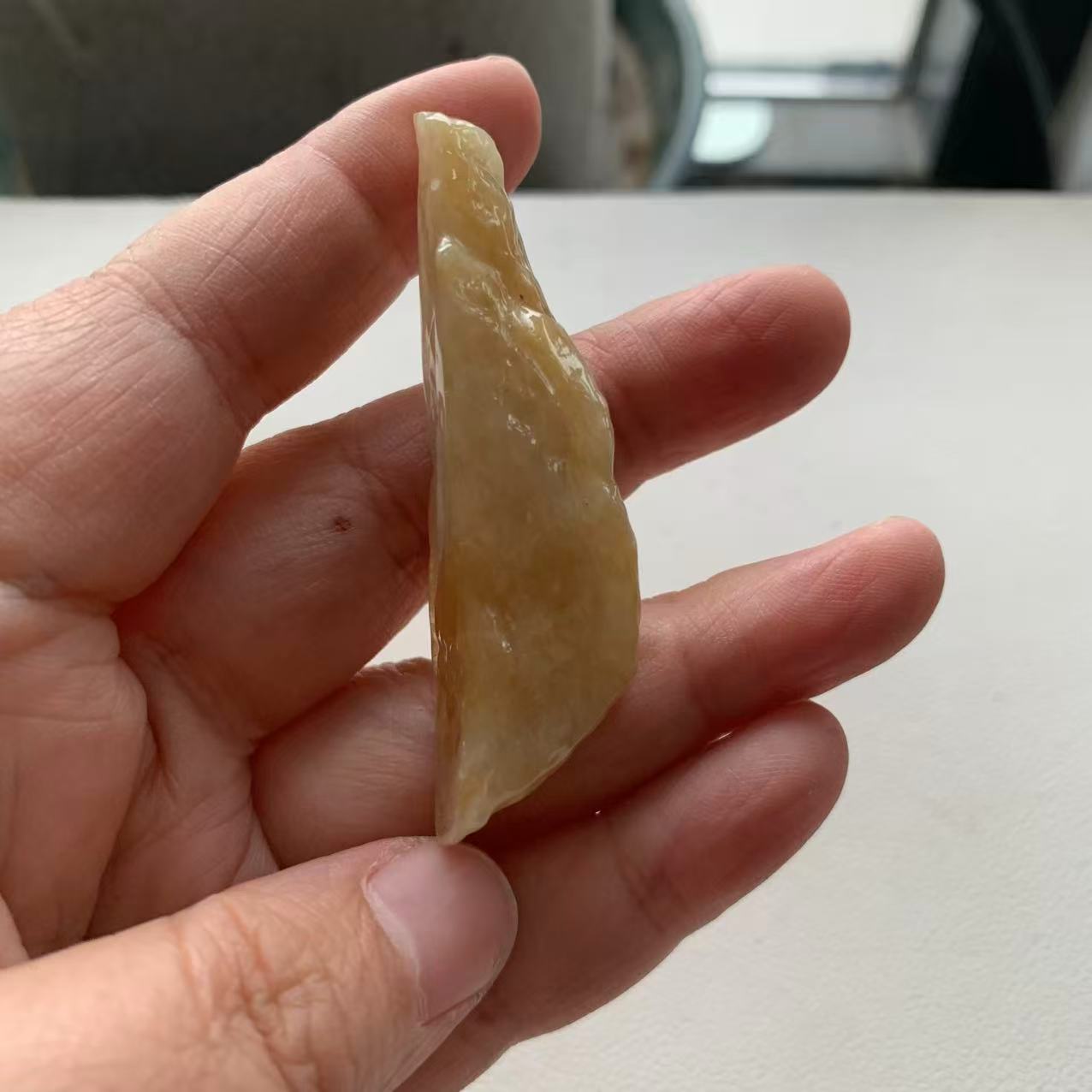 Yellow Jade Rough Pendant - Burmese Jadeite Type A from Hpakant, Myanmar | Myanmar Jadeite