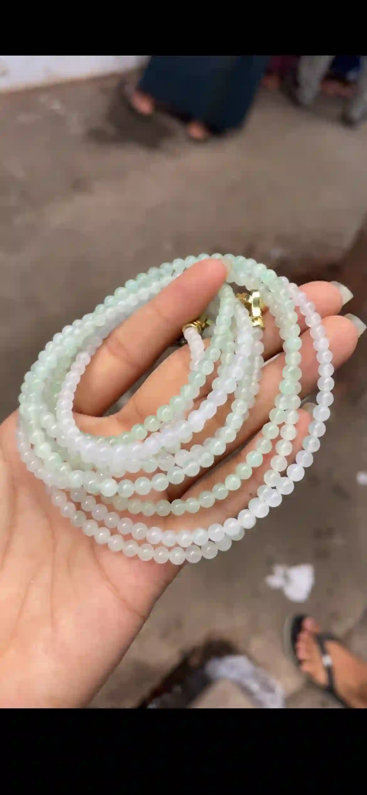 Icy Pale Green Jadeite Multi‑Wrap Bead Necklace, view 2 | Myanmar Jadeite reference #11370001