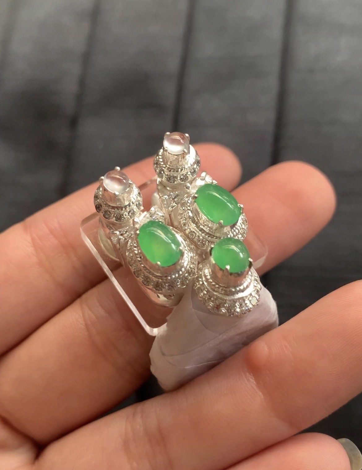 Vintage Style Jadeite Stud Earrings - Burmese Jadeite from Myanmar