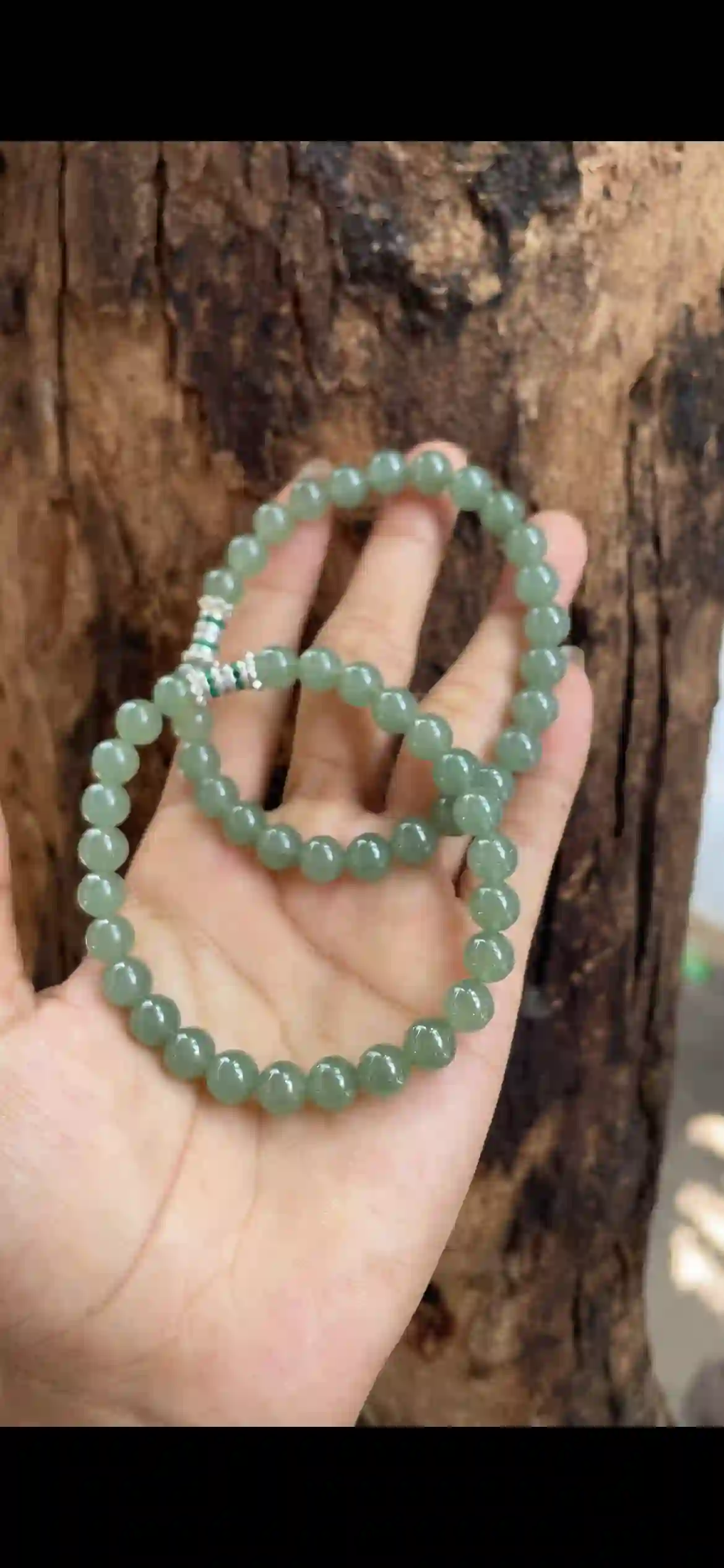   Uniform Icy Olive Green Jadeite Bead Necklace | Myanmar Jadeite reference #7680001