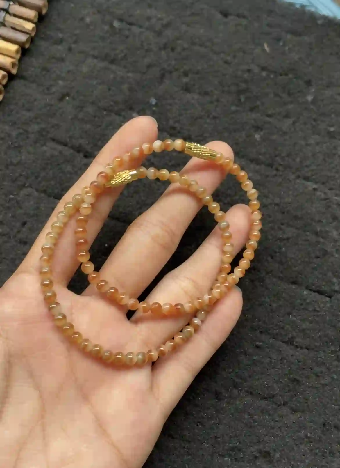 Natural Honey Yellow Jade Beaded Necklace, view 2 | Myanmar Jadeite reference #2370005