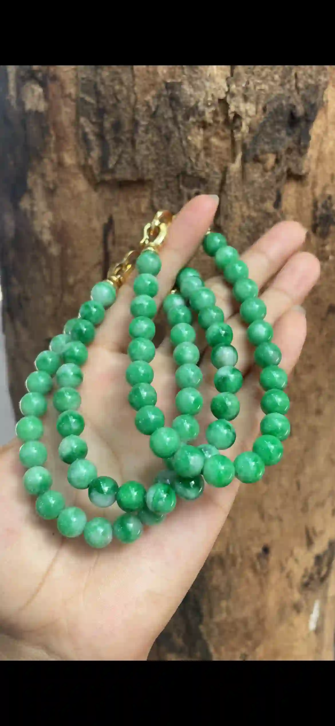  Vibrant Apple‑Green Jadeite Multi‑Loop Bead Strand, view 2 | Myanmar Jadeite reference #10110001