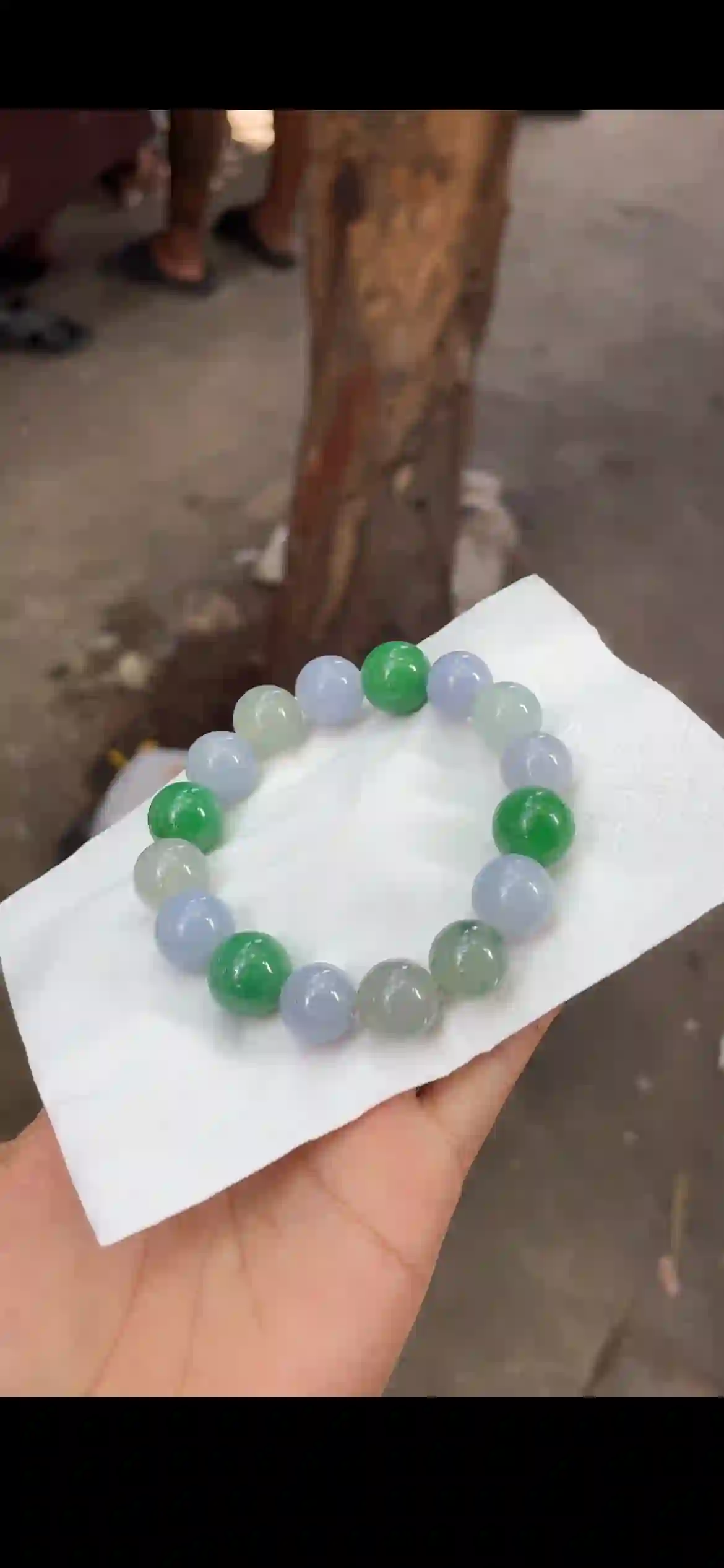 Three-Tone Lavender, Celadon & Imperial Green Jadeite Bead Bracelet | Myanmar Jadeite reference #16020001